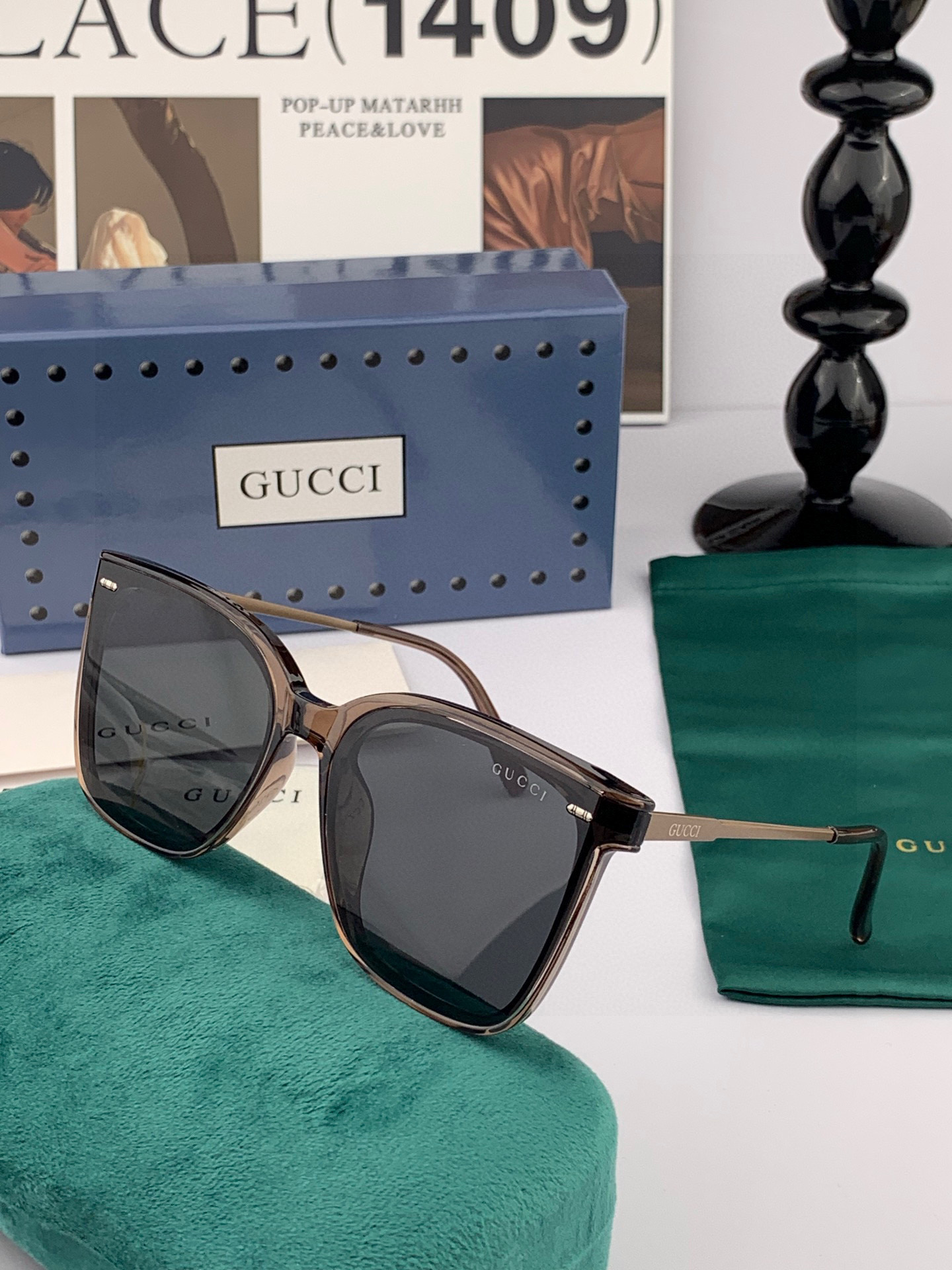 🔺 【GUCCI】2025开春新款 潮流爆款 时尚方框偏光太阳镜 高品质 佩戴舒适 网红潮款墨镜 女士高