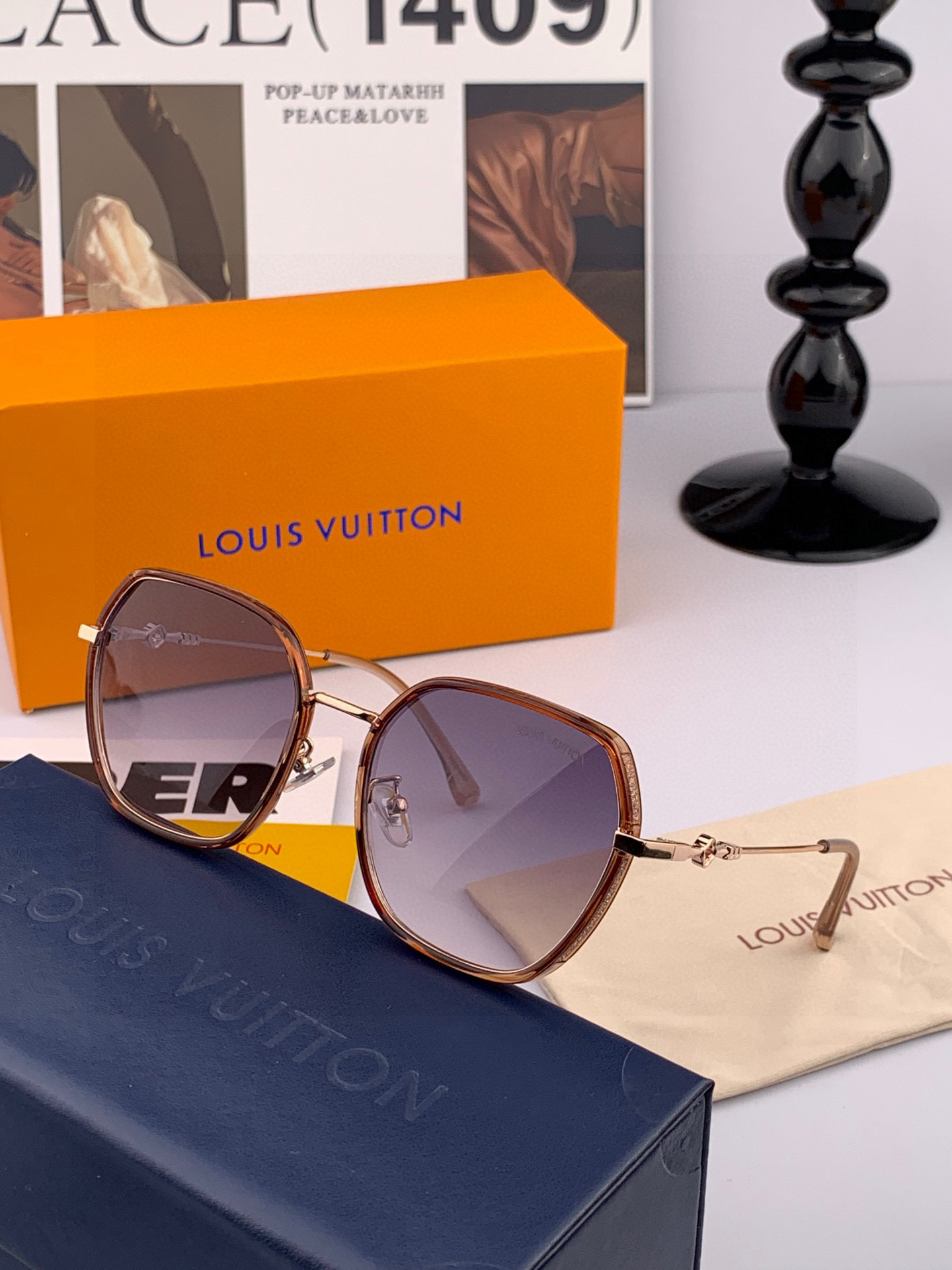 LV 太阳镜潮品官网模特同款 [玫瑰][玫瑰]四叶草🍀精致个性设计简约时尚 高品质值得拥有绝对潮爆整个夏