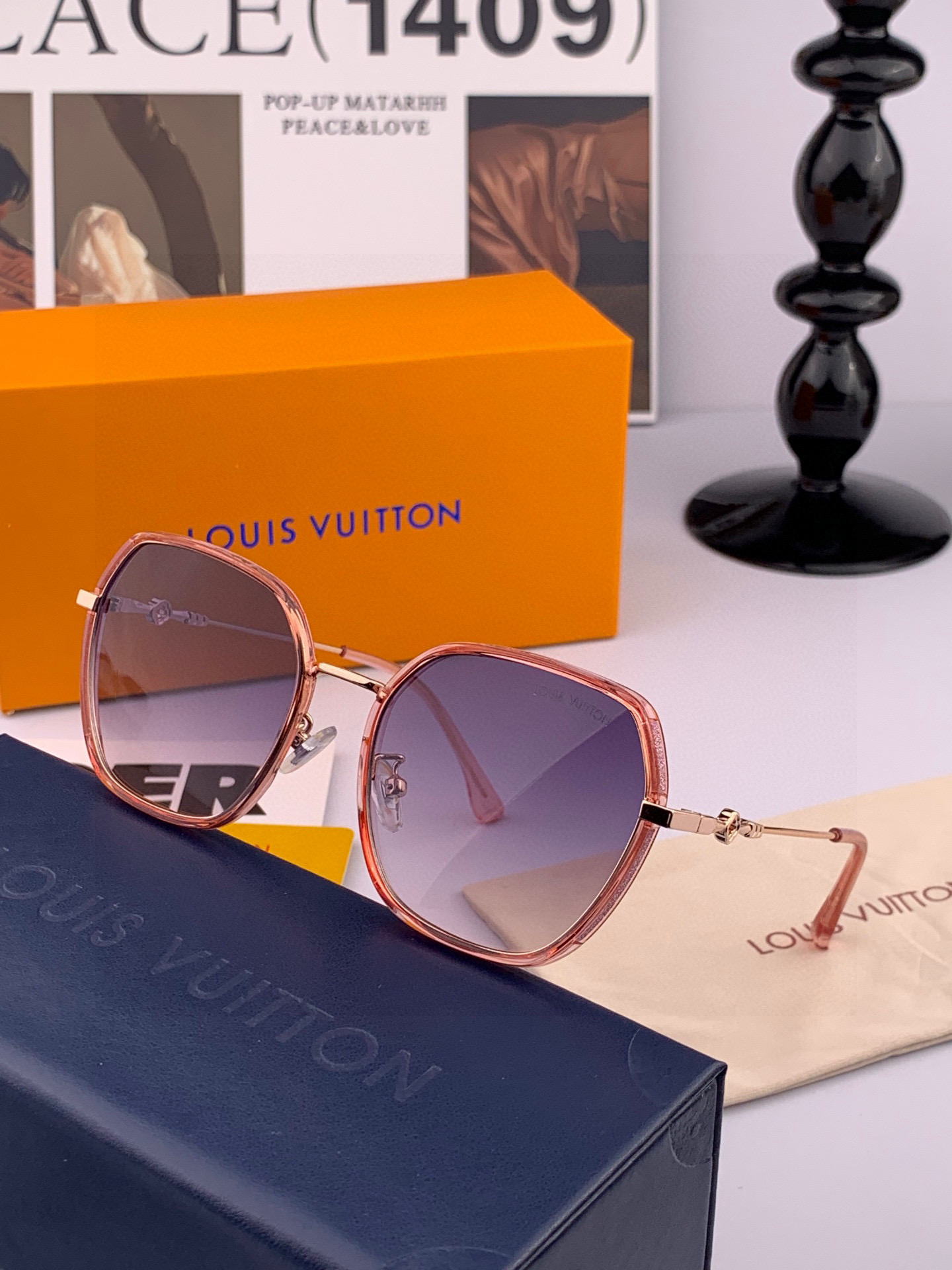 LV 太阳镜潮品官网模特同款 [玫瑰][玫瑰]四叶草🍀精致个性设计简约时尚 高品质值得拥有绝对潮爆整个夏