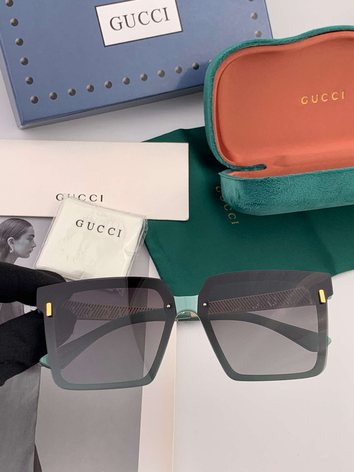 【TR偏光系列】Gucci 经典的方框设计，不挑脸型，无论搭配大衣还是连衣裙都非常显气质偏光镜片预防紫外