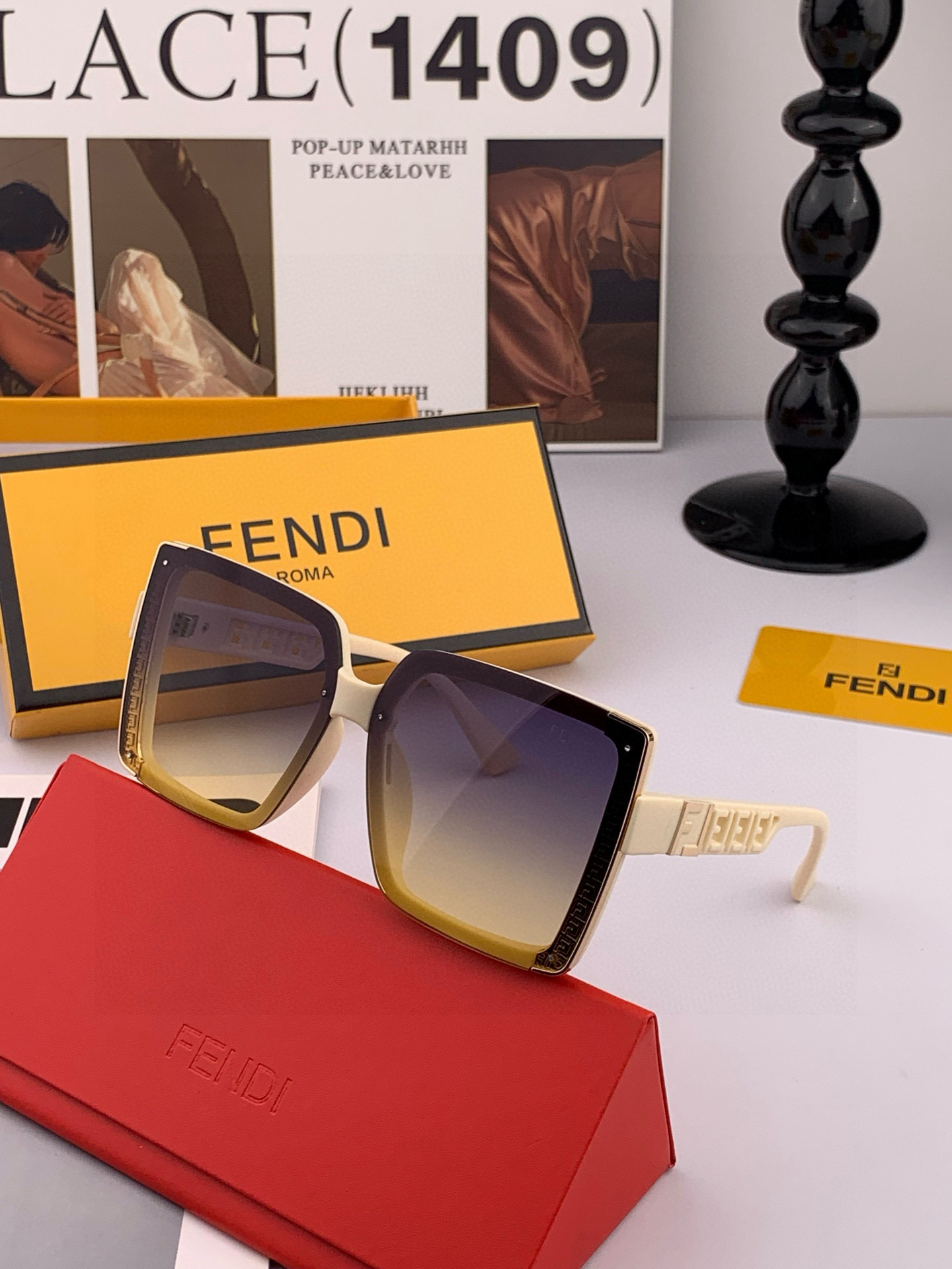 🔺 【芬迪】2025开春新款 潮流爆款 时尚方框偏光太阳镜 高品质 佩戴舒适 网红潮款墨镜 女士高清偏光