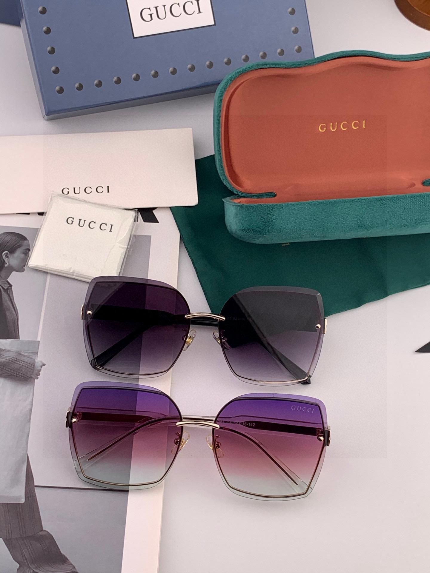 GUCC*新款太阳镜太漂亮的款,爆到断货。镜片采用尼龙材质,透光度清晰的同时又保护眼睛,镜框采用环保无磁