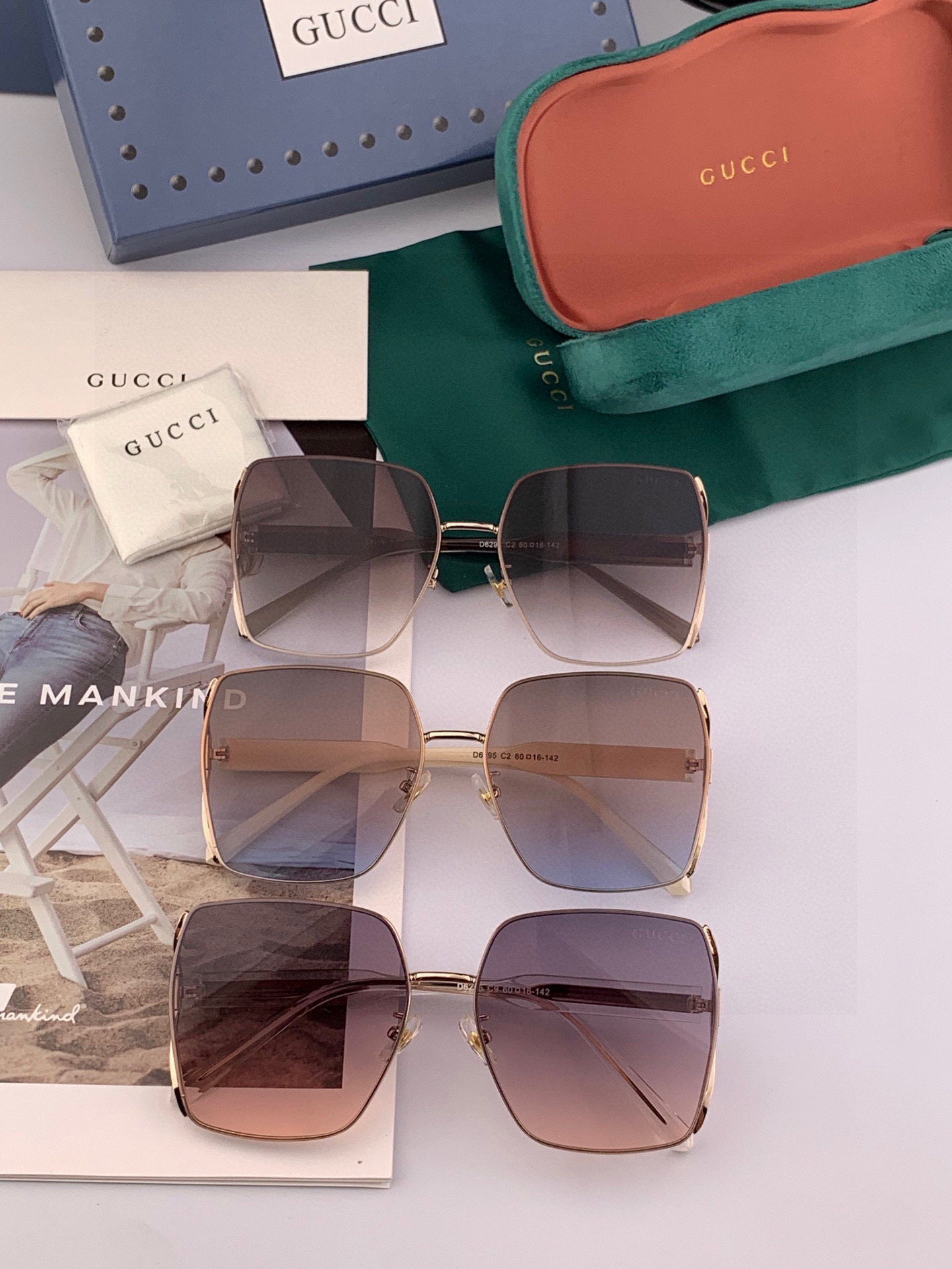 GUCC*新款太阳镜太漂亮的款,爆到断货。镜片采用尼龙材质,透光度清晰的同时又保护眼睛,镜框采用环保无磁