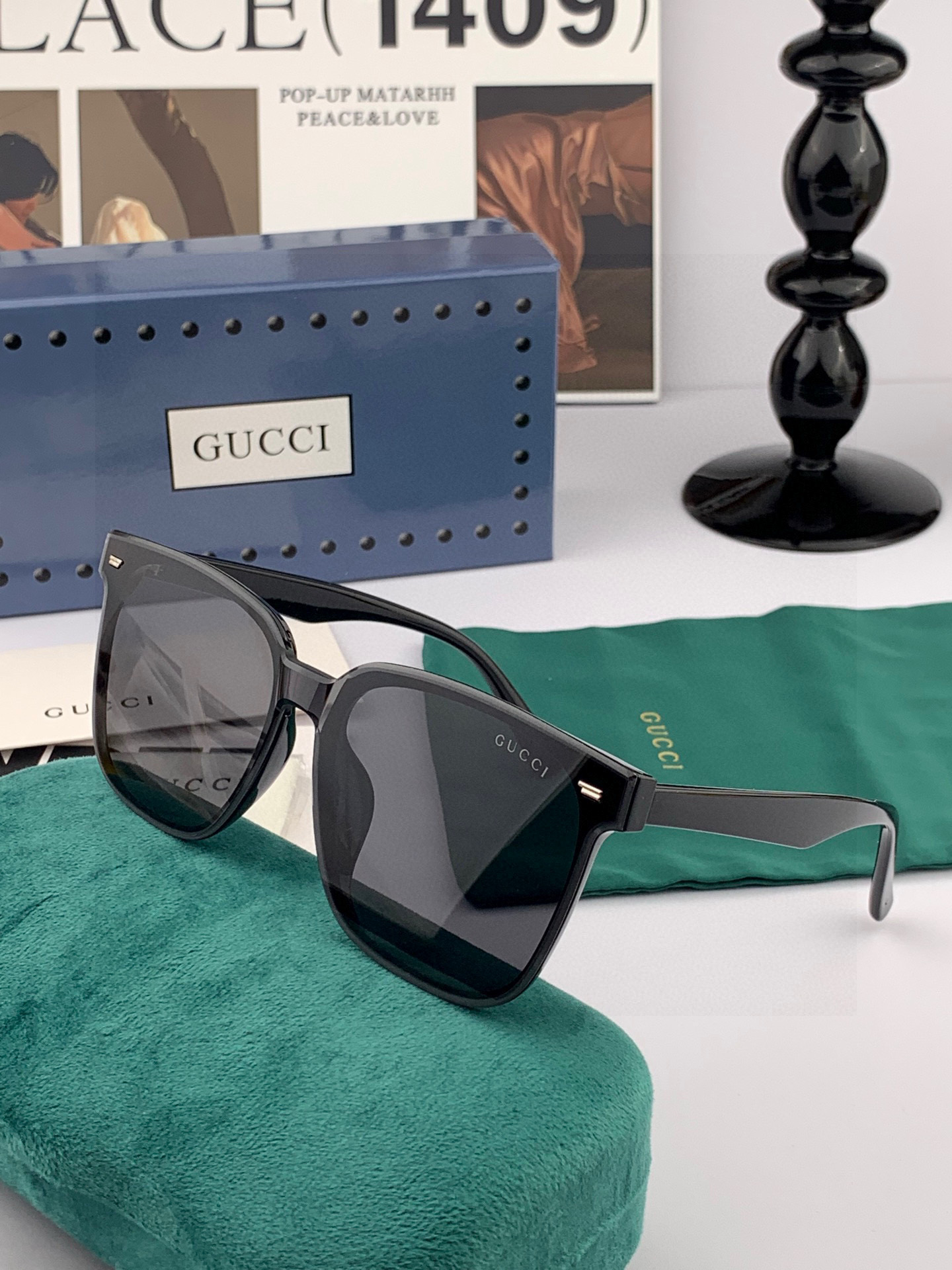 🔺 【GUCCI-尼龙太阳镜】2025开春新款 潮流爆款 时尚方框连体太阳镜 高品质 佩戴舒适 网红潮款