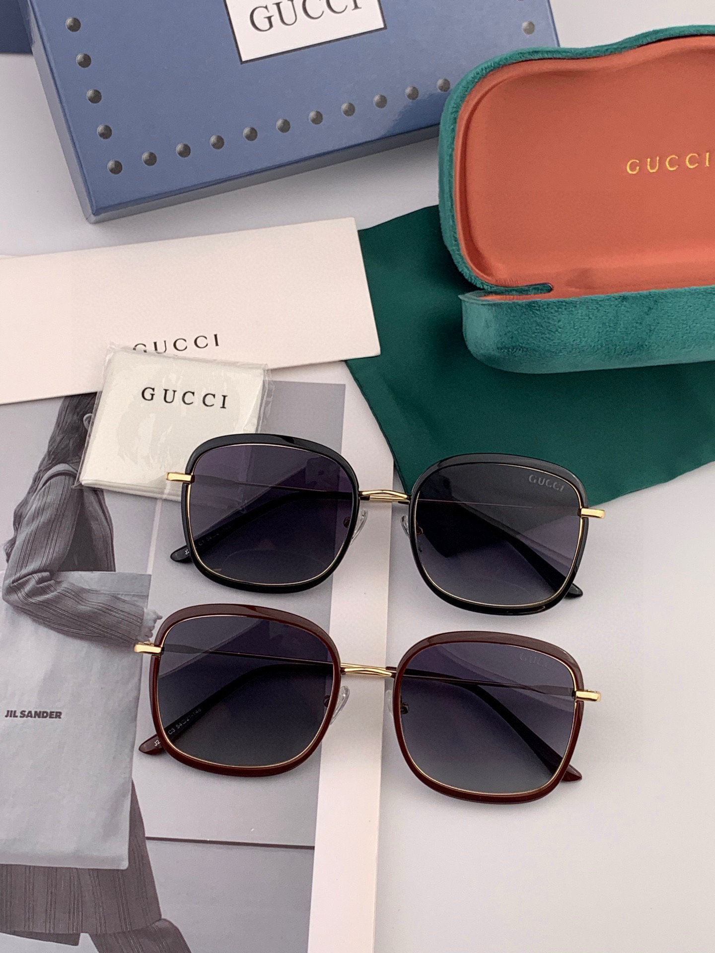 GUCCI 2025开春新款 最新款方框太阳镜 各路网红纷纷带起气场满分‼️ 俏皮甜美.上脸效果更佳.金