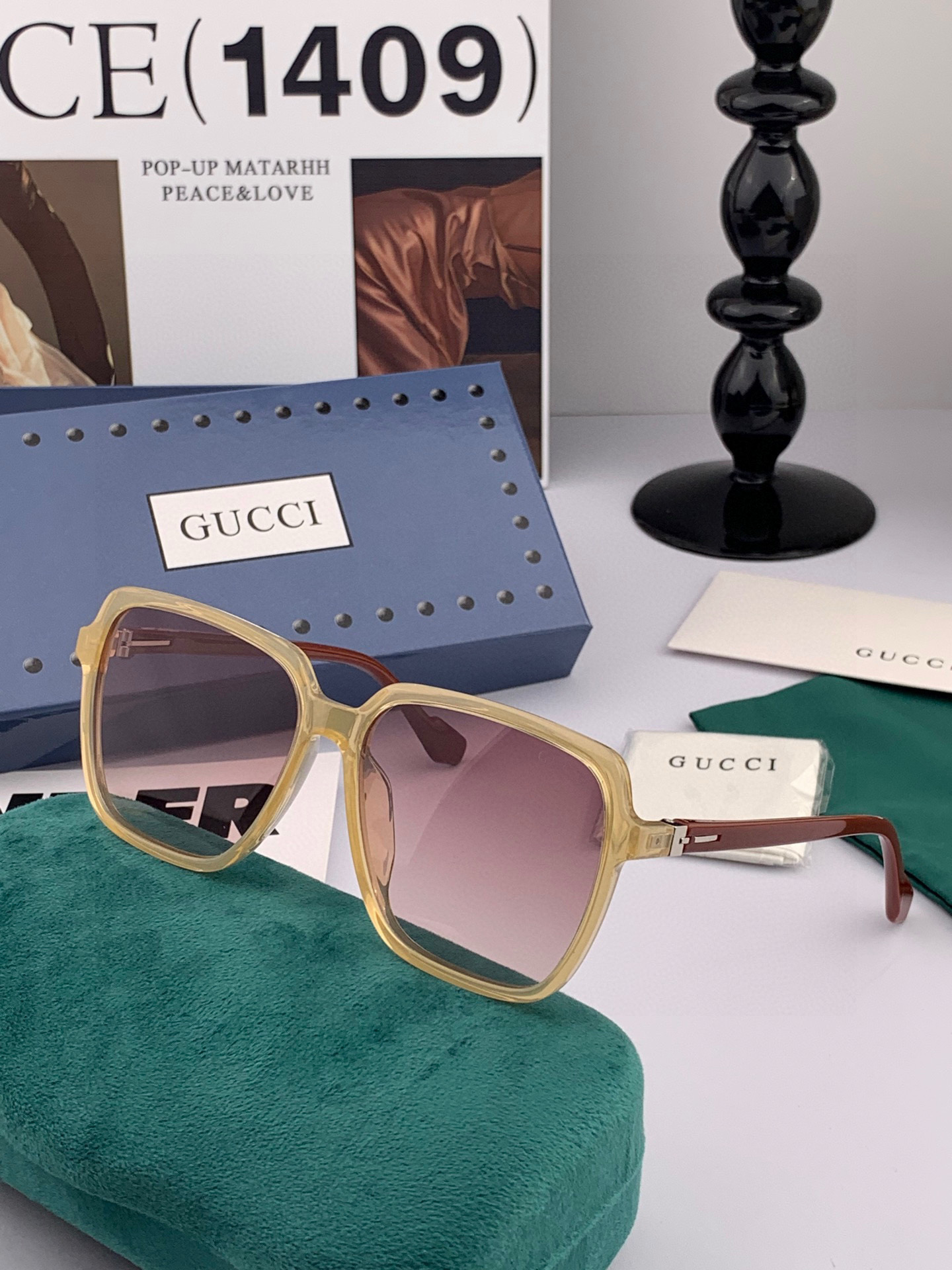 Gucci古奇 新款连体驶驾镜墨镜出行必众备多明星同款 太阳镜 男女太士阳镜飞行 型号：G6358