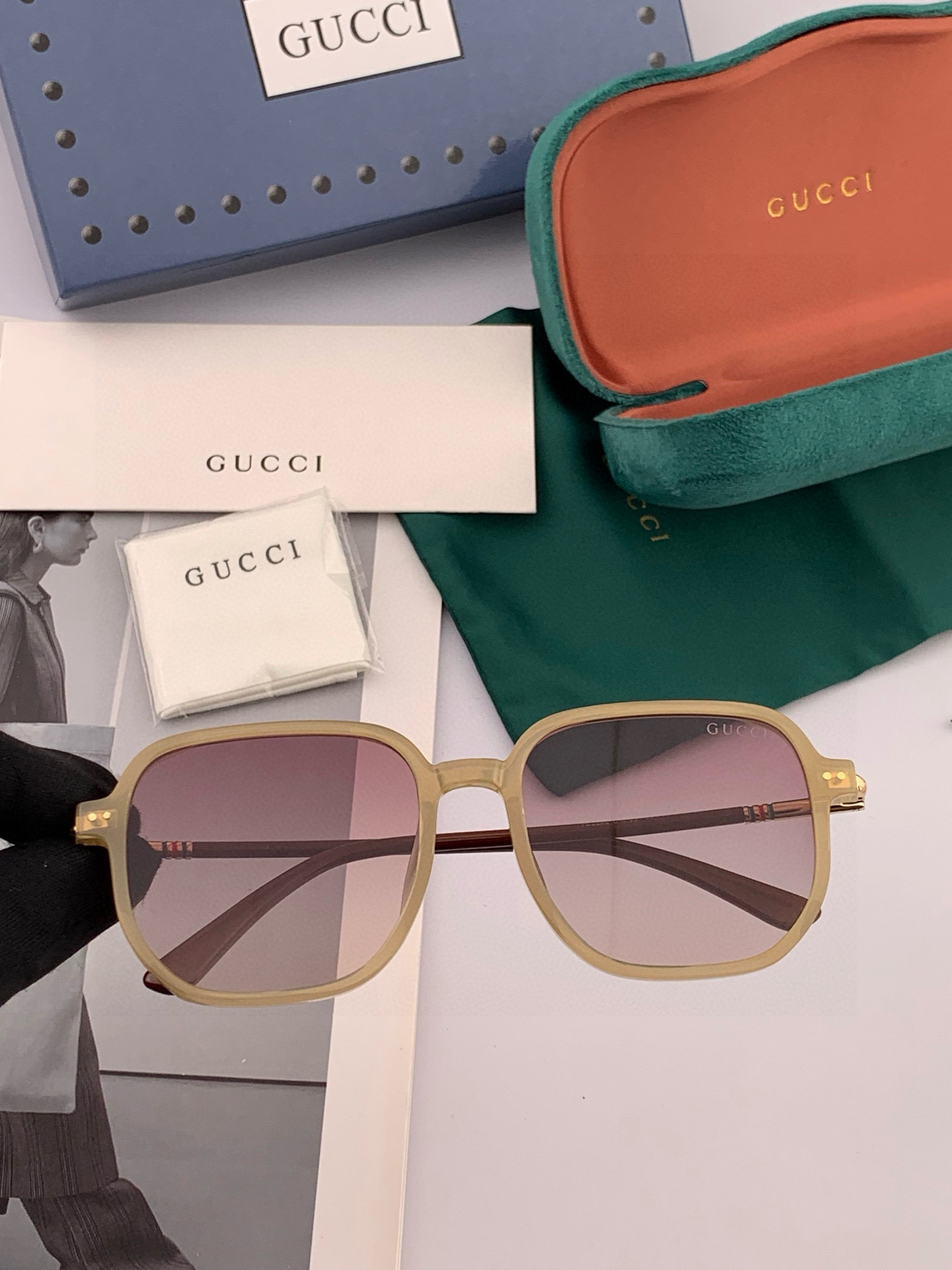 【TR偏光系列】Gucci 经典的方框设计，不挑脸型，无论搭配大衣还是连衣裙都非常显气质尼龙偏光镜片预防