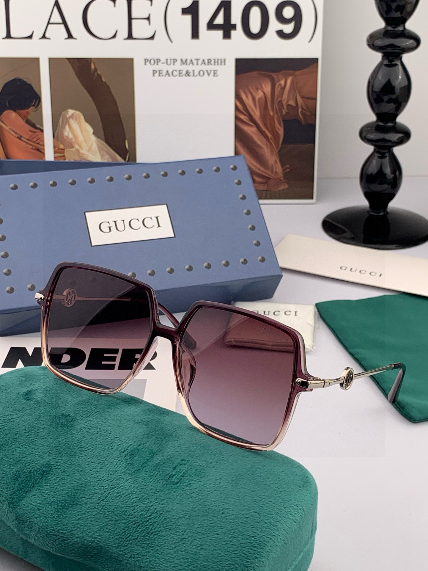 GUCCI 2025开春新款太阳镜 各路网红纷纷带起气场满分‼️ 俏皮甜美.上脸效果更佳.金属质感超好 