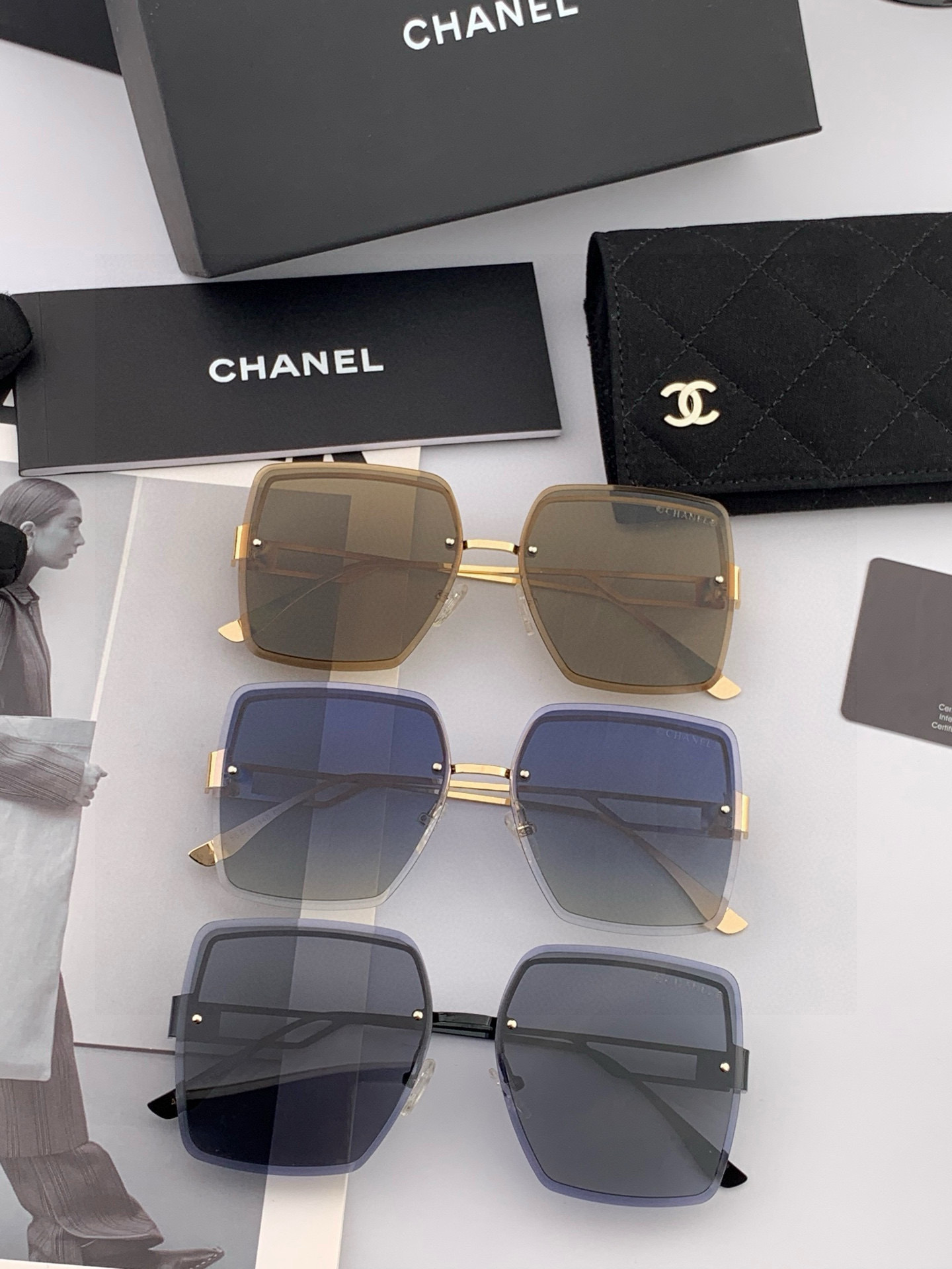 🔺 【香奈儿】2025开春新款 潮流爆款 时尚方框太阳镜 高品质 佩戴舒适 网红潮款墨镜 女士高清太阳镜