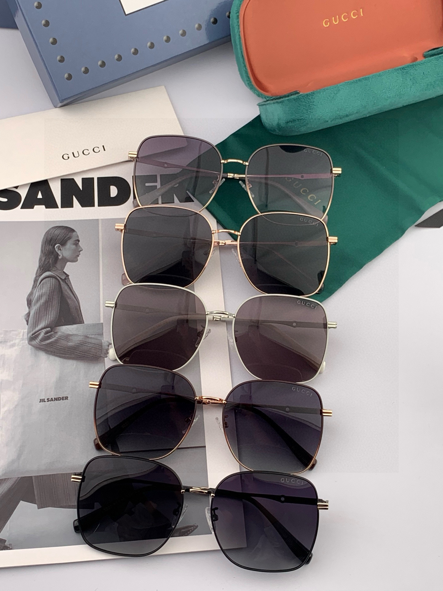 【尼龙偏光系列】GUCCI太阳镜墨圆框设计，不挑脸型，无论搭配大衣还是连衣裙都非常显气质尼龙偏光镜片预防
