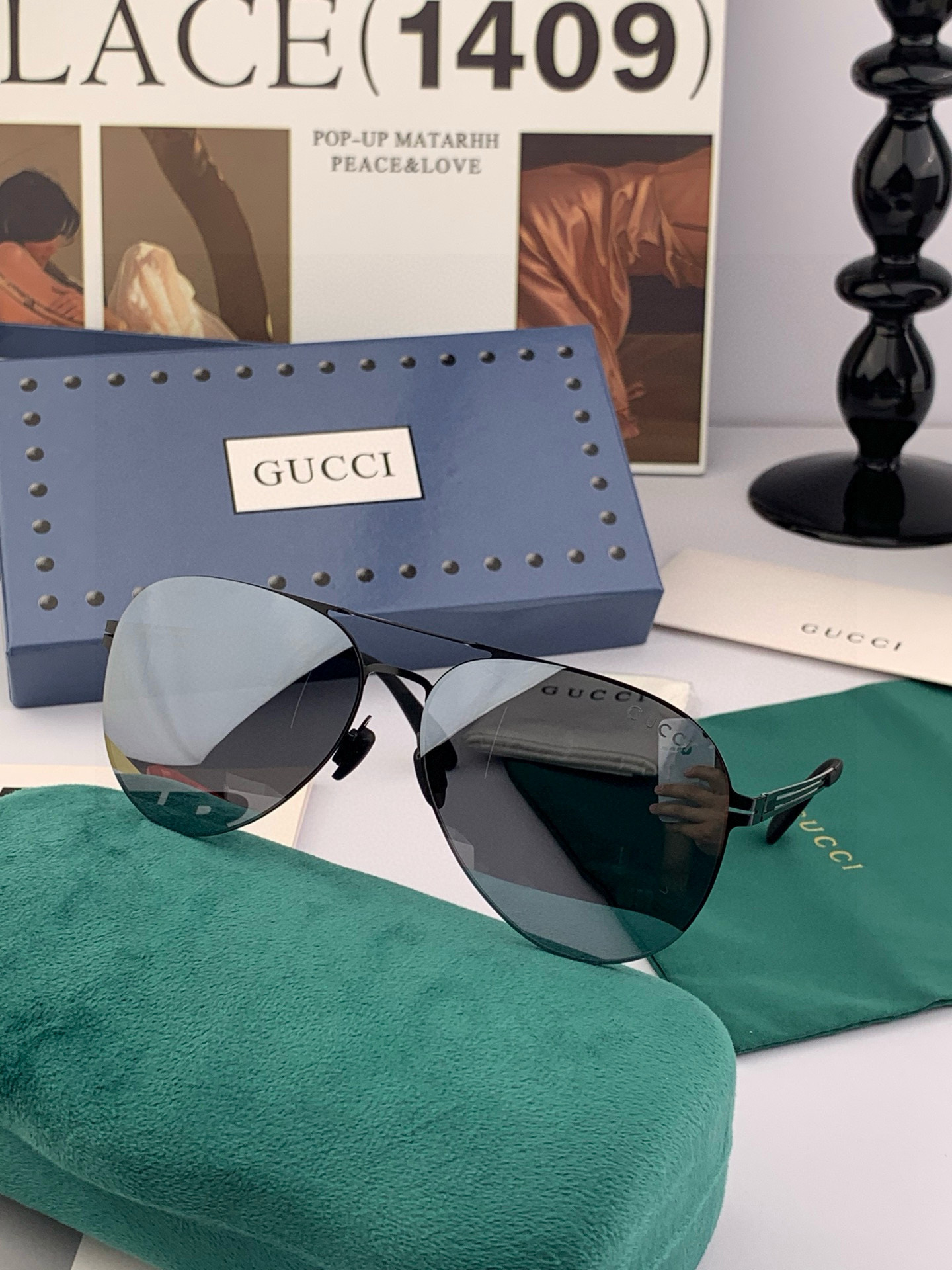 ♦️ GUCCI 2025新款男女情侣款太阳镜iP电镀永不褪色 超轻超有弹性整幅眼镜无螺丝重要的是压不坏