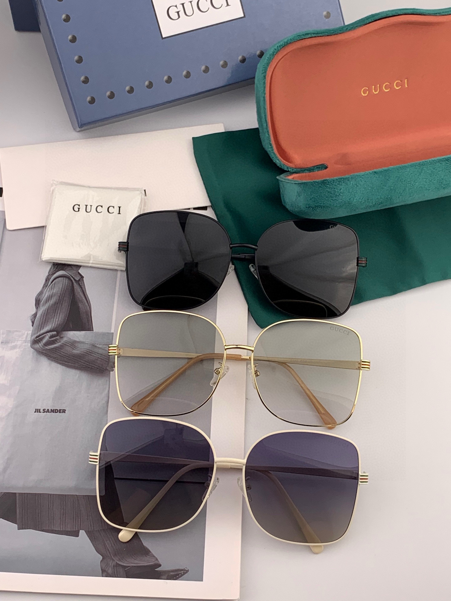 GUCCI 2025开春新款 最新款方框太阳镜 各路网红纷纷带起气场满分‼️ 俏皮甜美.上脸效果更佳.金