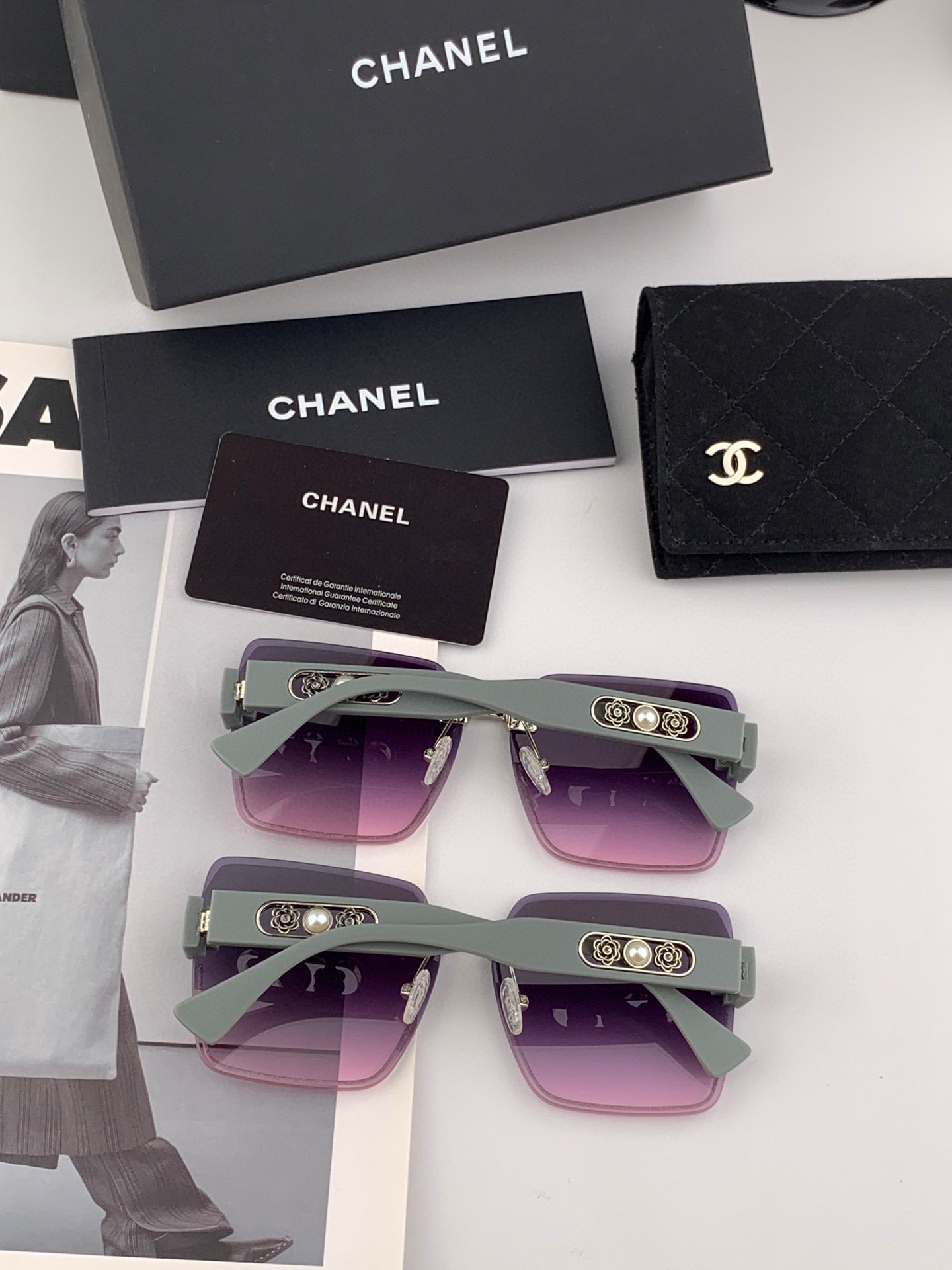 🔺 【香奈儿】2025开春新款 潮流爆款 时尚方框太阳镜 高品质 佩戴舒适 网红潮款墨镜 女士高清加厚太