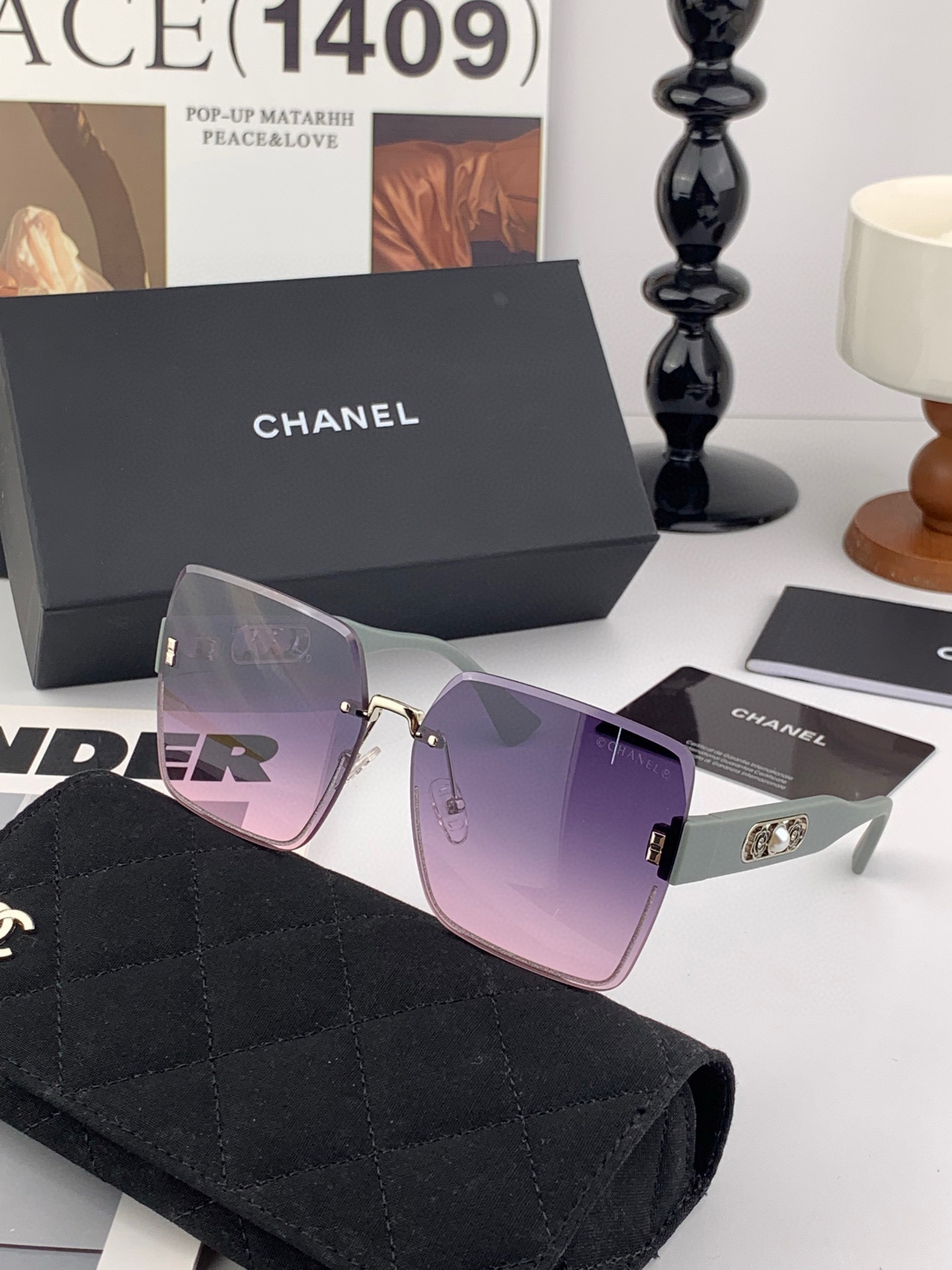 🔺 【香奈儿】2025开春新款 潮流爆款 时尚方框太阳镜 高品质 佩戴舒适 网红潮款墨镜 女士高清加厚太