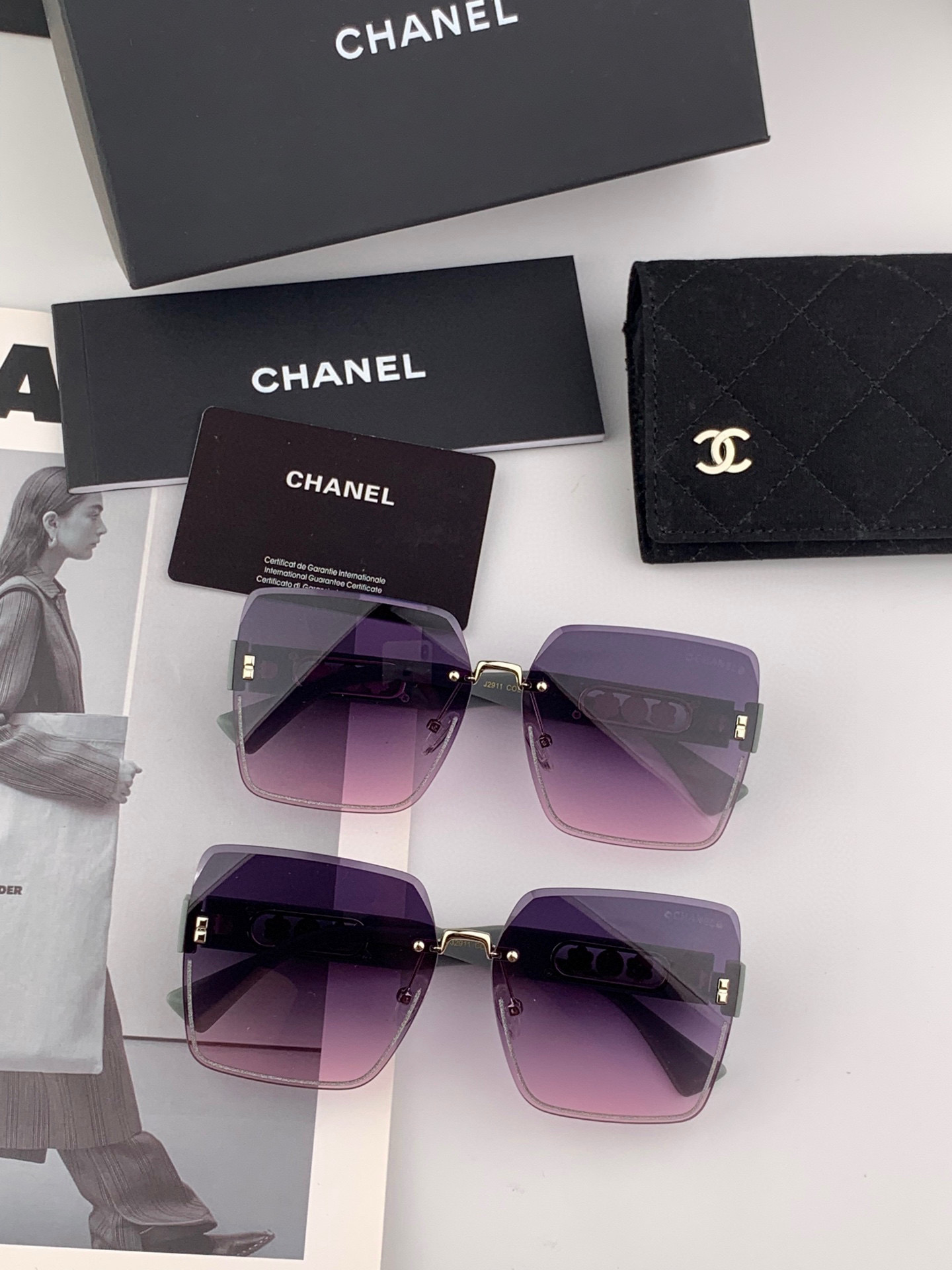 🔺 【香奈儿】2025开春新款 潮流爆款 时尚方框太阳镜 高品质 佩戴舒适 网红潮款墨镜 女士高清加厚太