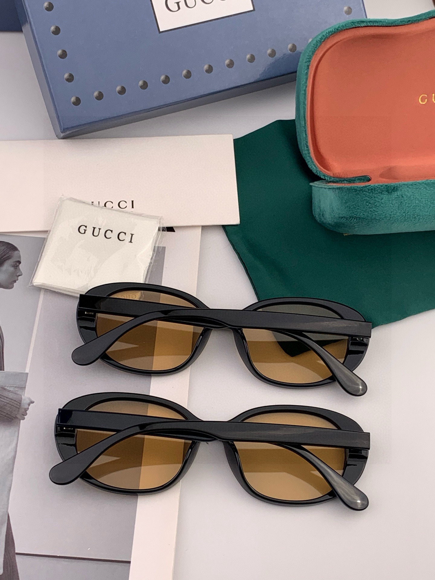 🔺 【GUCCI】开春新款 潮流爆款 时尚方框偏光太阳镜 高品质 佩戴舒适 网红潮款墨镜 女士高清尼龙偏