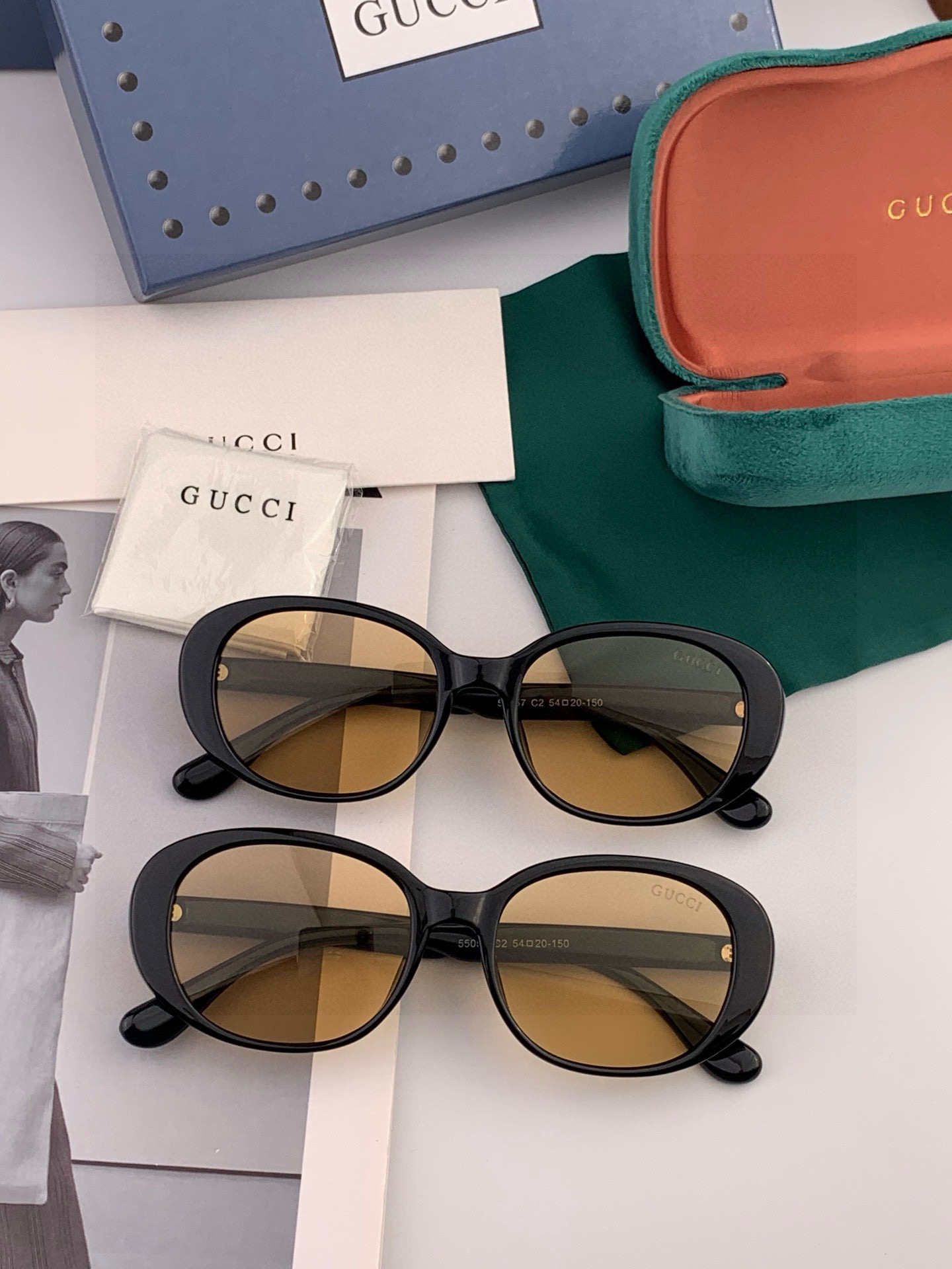 🔺 【GUCCI】开春新款 潮流爆款 时尚方框偏光太阳镜 高品质 佩戴舒适 网红潮款墨镜 女士高清尼龙偏
