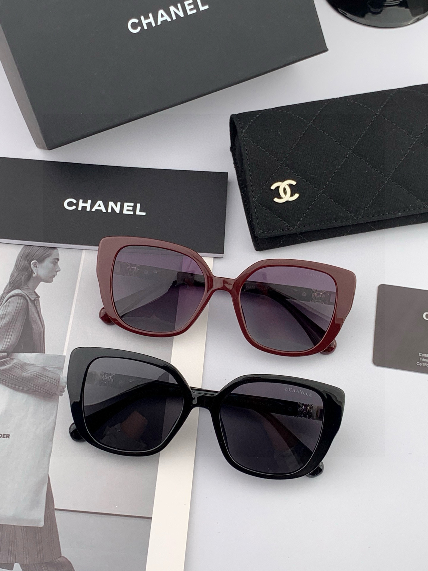 【CHANEL】香奈儿 2025新款潮流爆款 时尚方框太阳镜 佩戴舒适 网红潮款墨镜 女士高清加厚偏光太