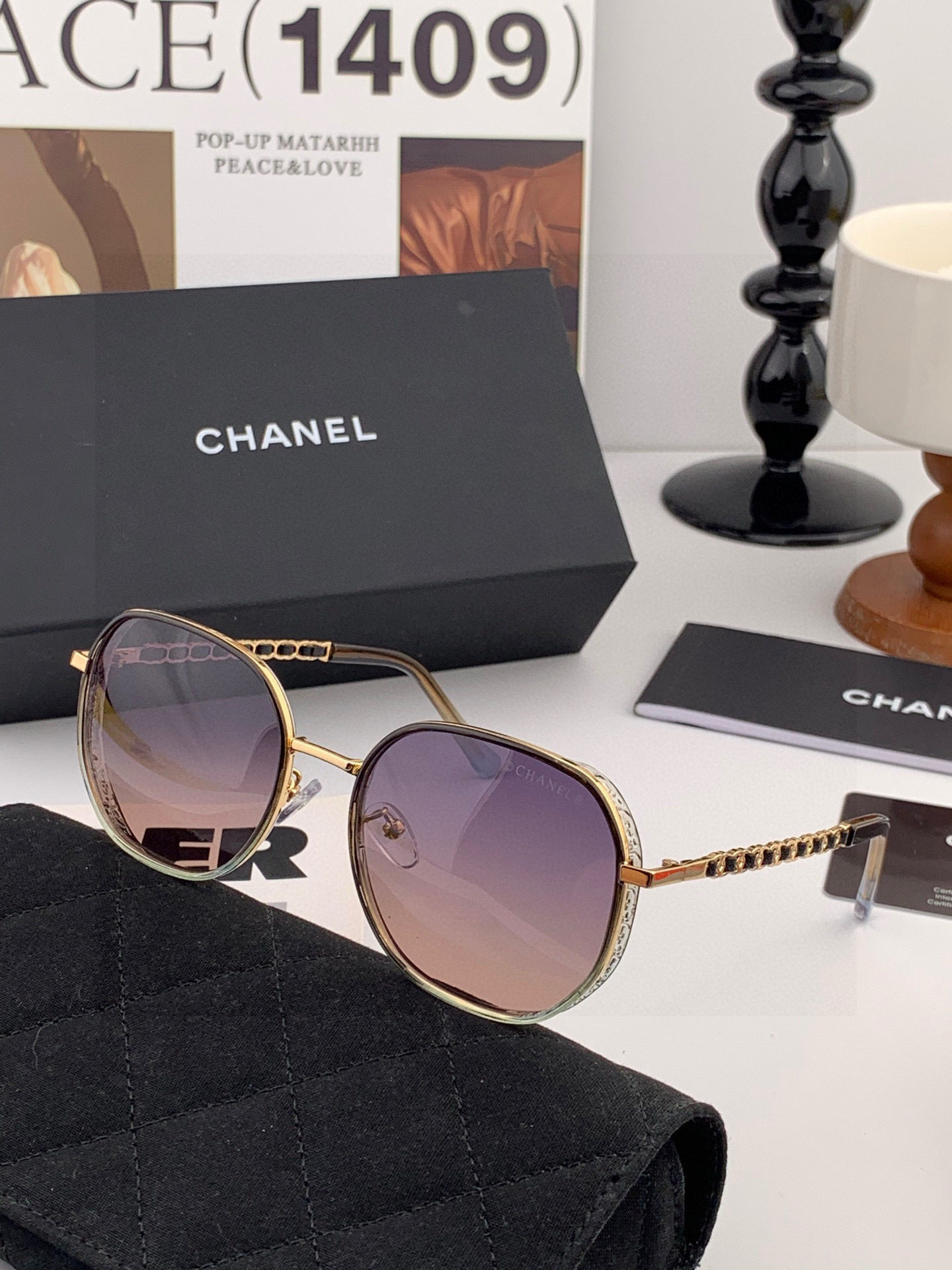 【CHANEL】香奈儿 新款尼龙偏光太眼镜，无框钻石 切边更有质感，大气女人范儿，大脸小脸都好看 ！型号