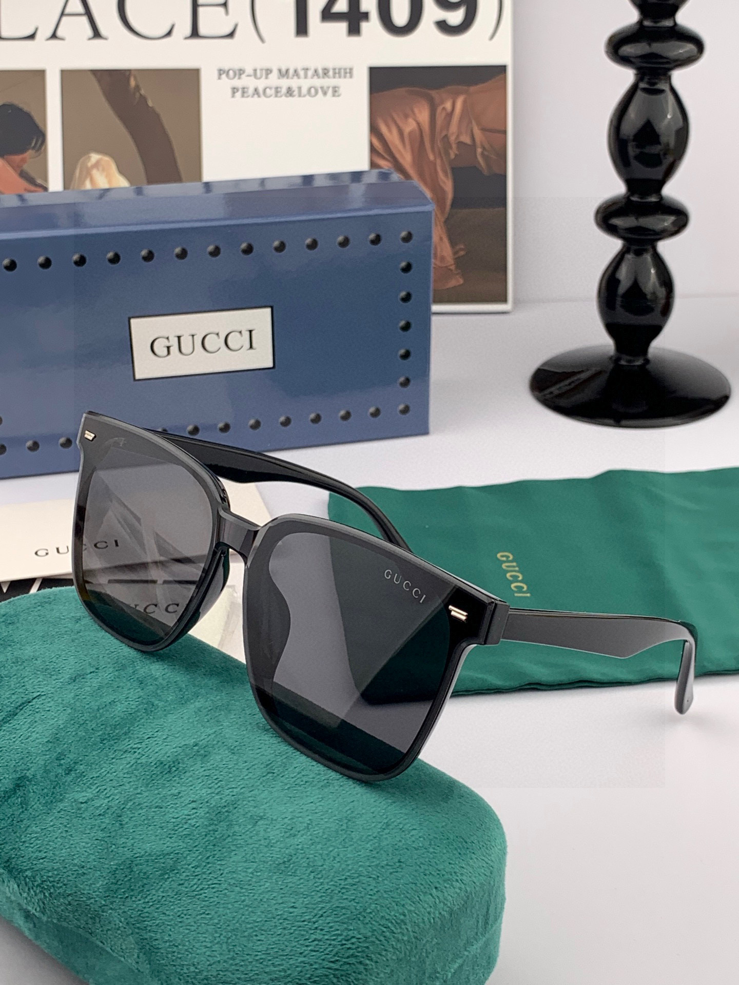 🔺 【GUCCI-尼龙太阳镜】2025开春新款 潮流爆款 时尚方框连体太阳镜 高品质 佩戴舒适 网红潮款
