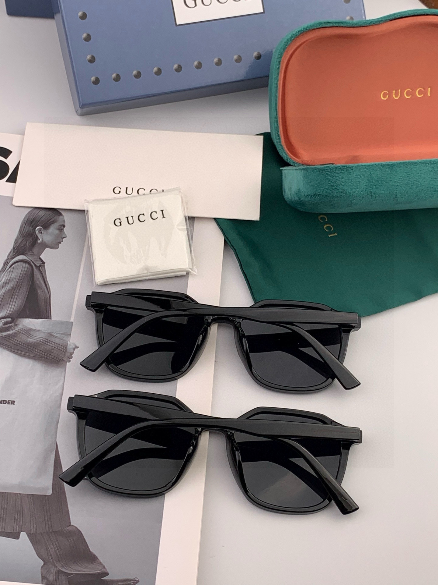 Gucci古奇 新款连体驶驾镜墨镜出行必众备多明星同款 太阳镜 男女太士阳镜飞行 型号：G6358