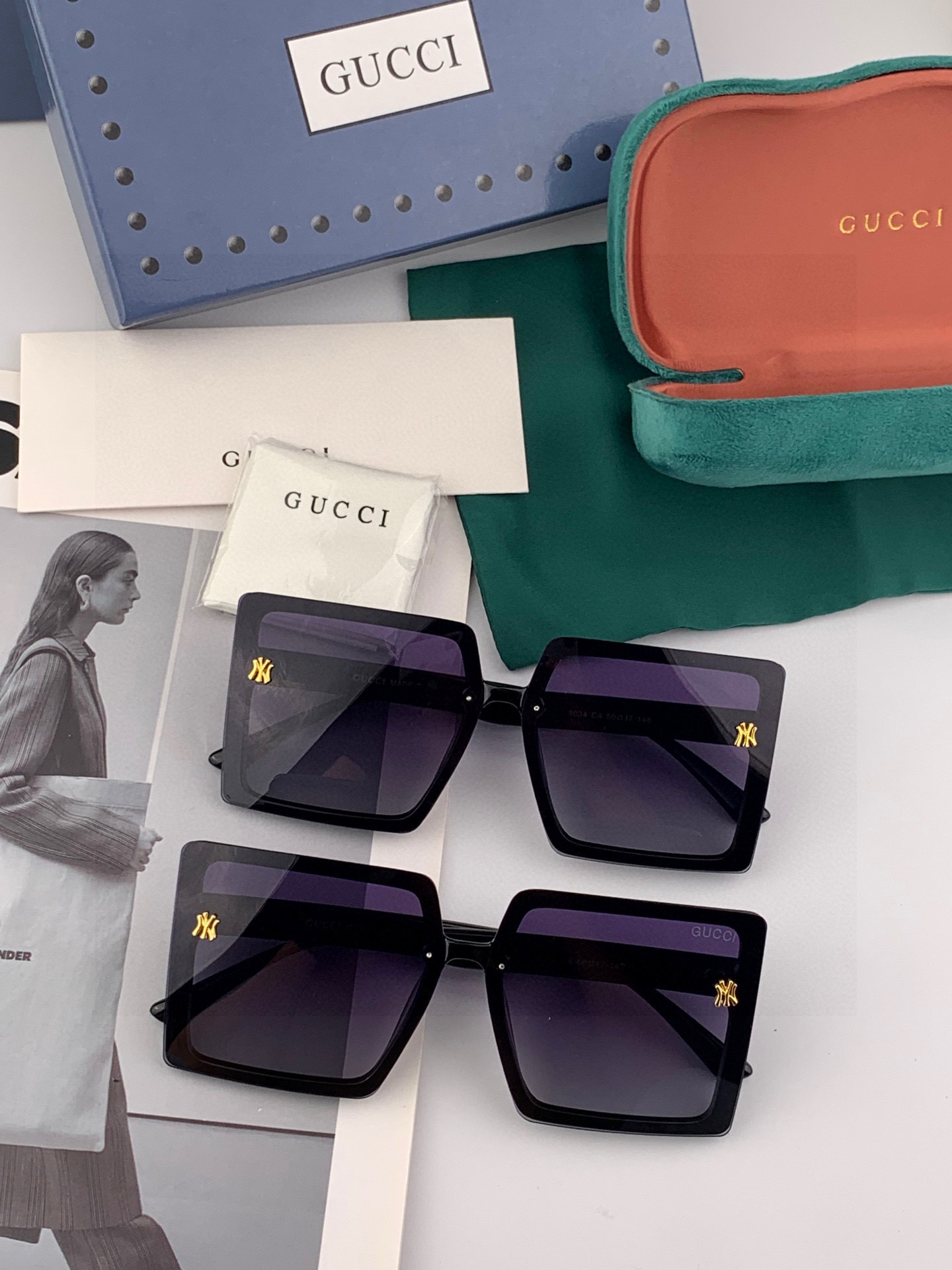 【TR偏光系列】 Gucci联名系列限量版经典的方框设计，不挑脸型，无论搭配大衣还是连衣裙都非常显气质 