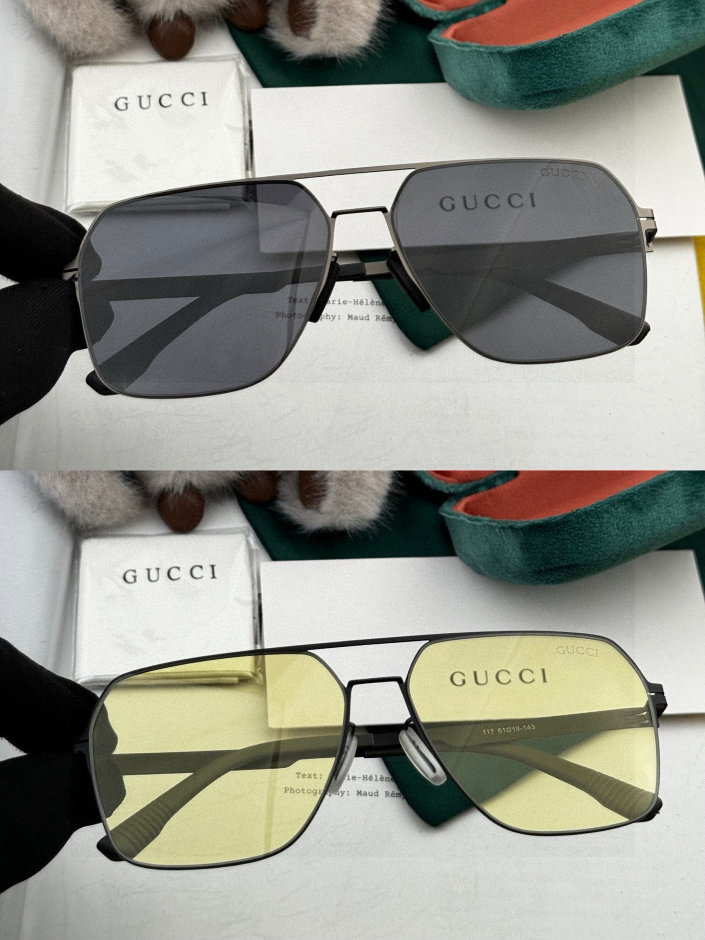 GUCC* 2025 新款男女情侣款太阳iP电镀永不褪色 卖点：超轻超有弹性整幅眼镜无螺丝重要的是压不坏