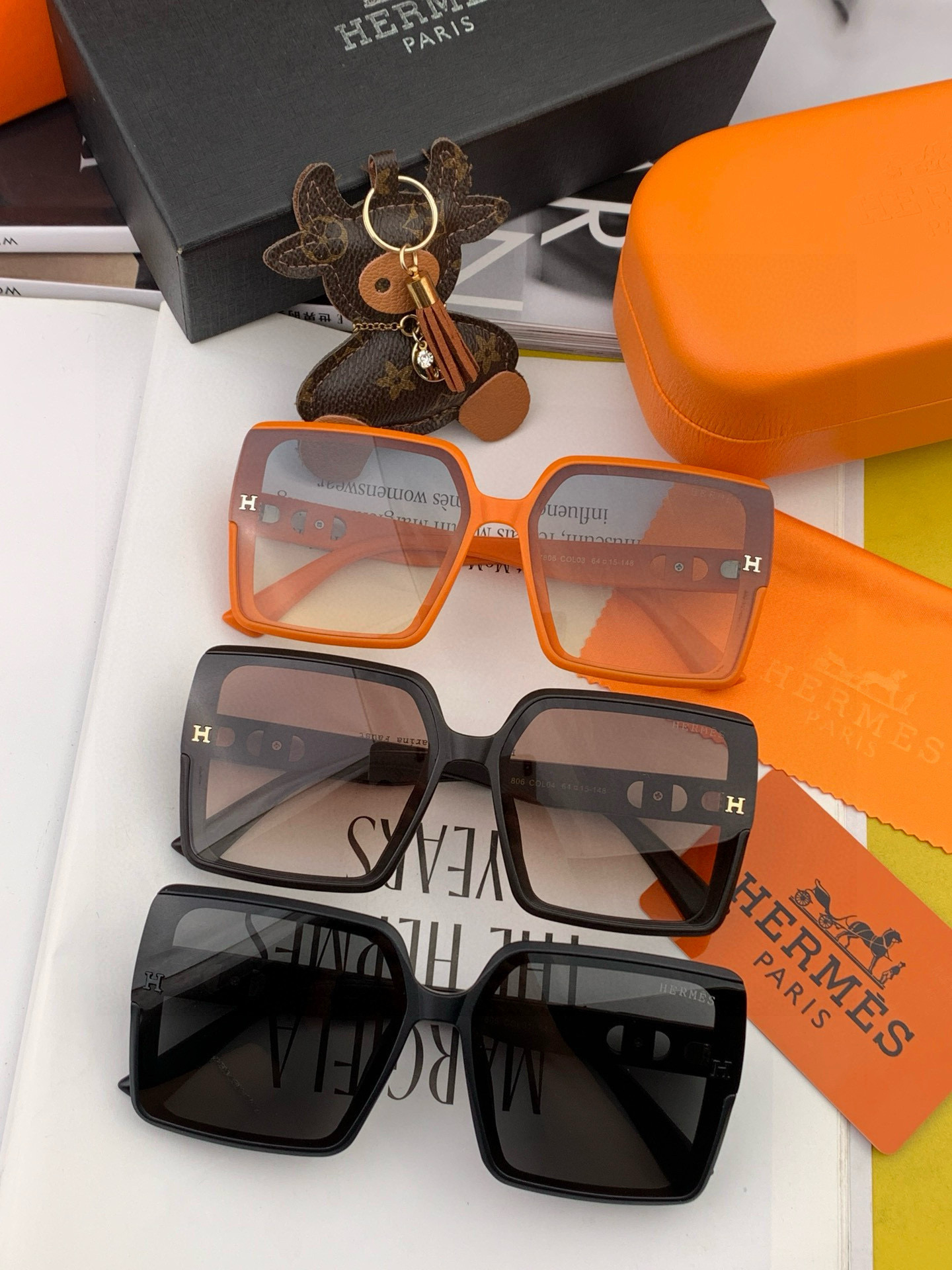 【TR尼龙偏光系列】爱马仕 经典的方框设计，不挑脸型，无论搭配大衣还是连衣裙都非常显气质尼龙偏光镜片预防