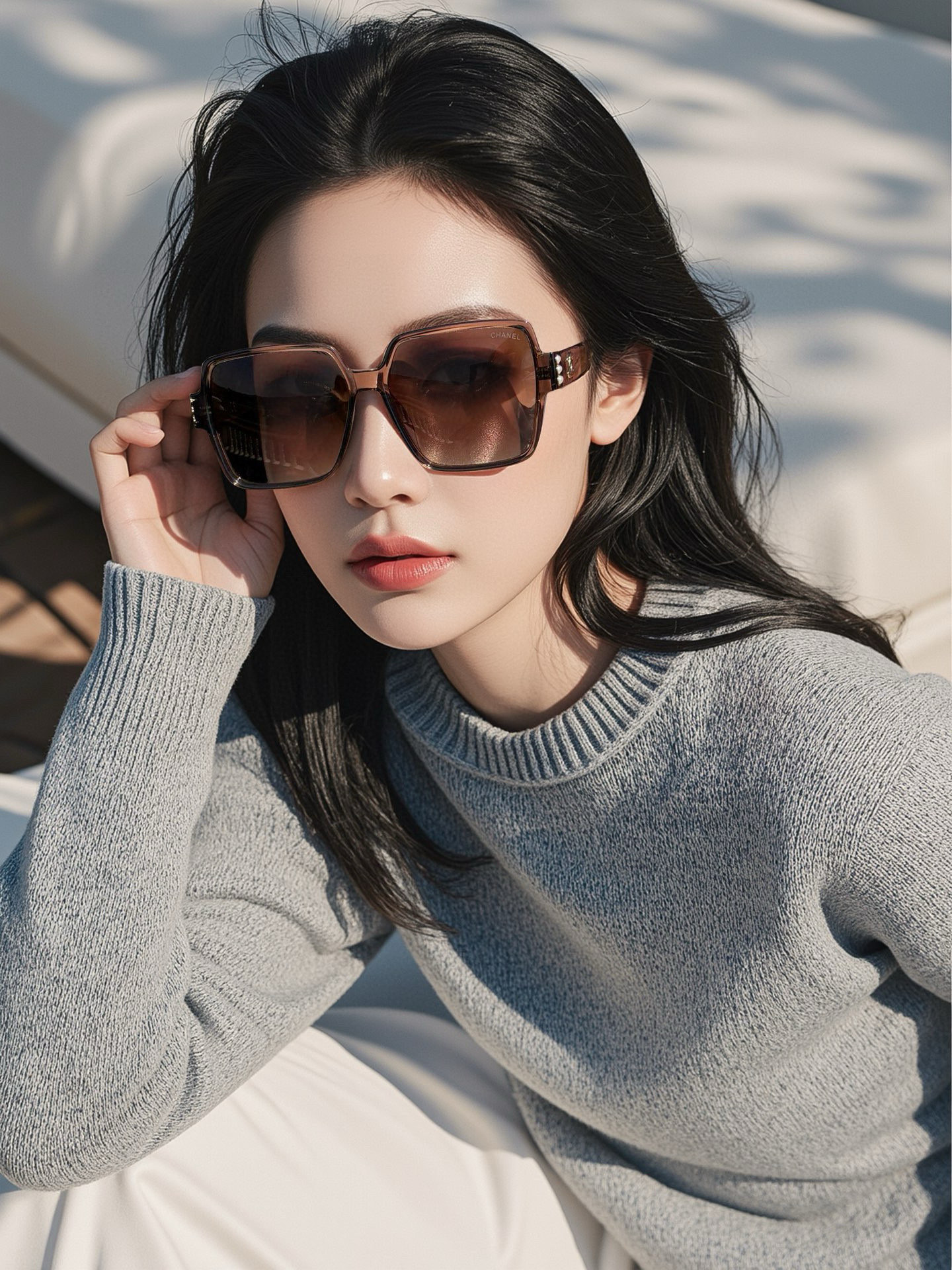 【CHANEL】香奈儿 2025新款潮流爆款 时尚方框太阳镜 佩戴舒适 网红潮款墨镜 女士高清加厚偏光太