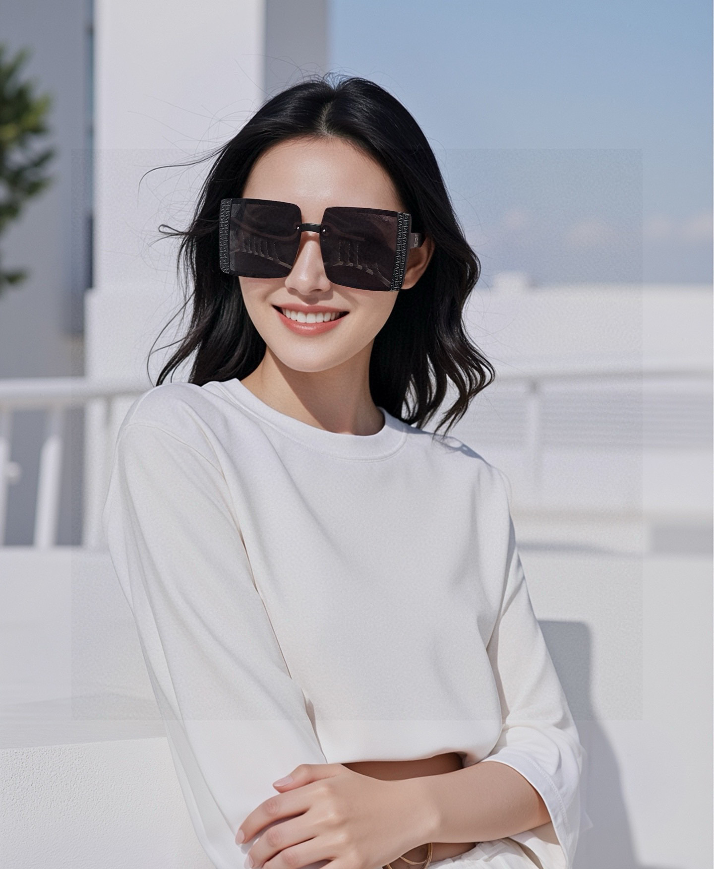 🔺 【芬迪】2025开春新款 潮流爆款 时尚方框偏光太阳镜 高品质 佩戴舒适 网红潮款墨镜 女士高清偏光