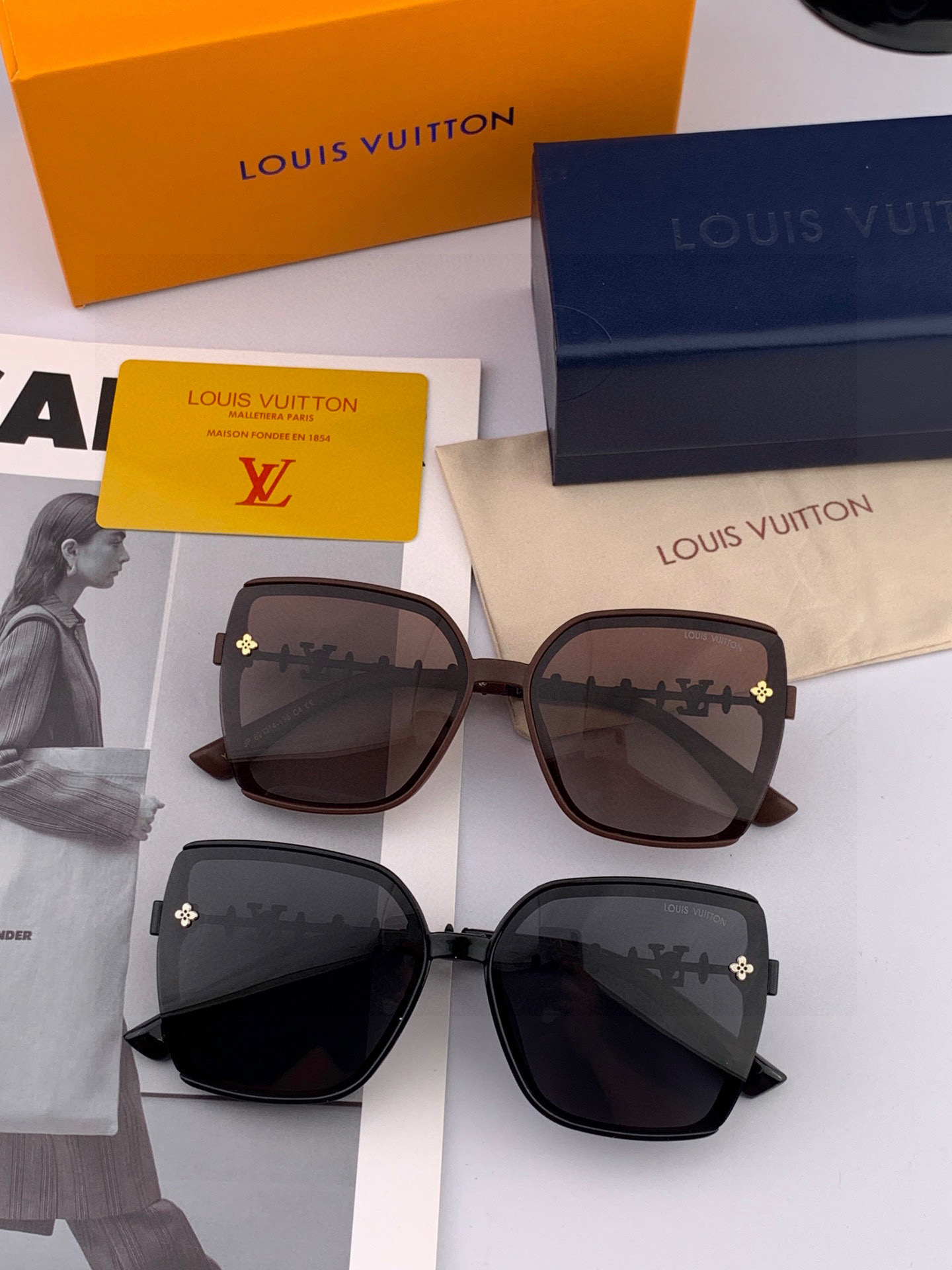 【TR偏光系列】lv大框太阳镜墨镜经典的方框设计，不挑脸型，无论搭配大衣还是连衣裙都非常显气质偏光镜片预