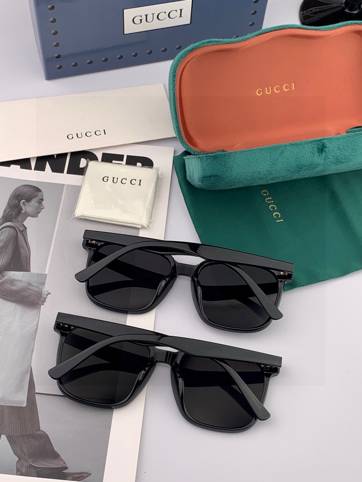 🔺 【GUCCI-尼龙太阳镜】2025开春新款 潮流爆款 时尚方框连体太阳镜 高品质 佩戴舒适 网红潮款