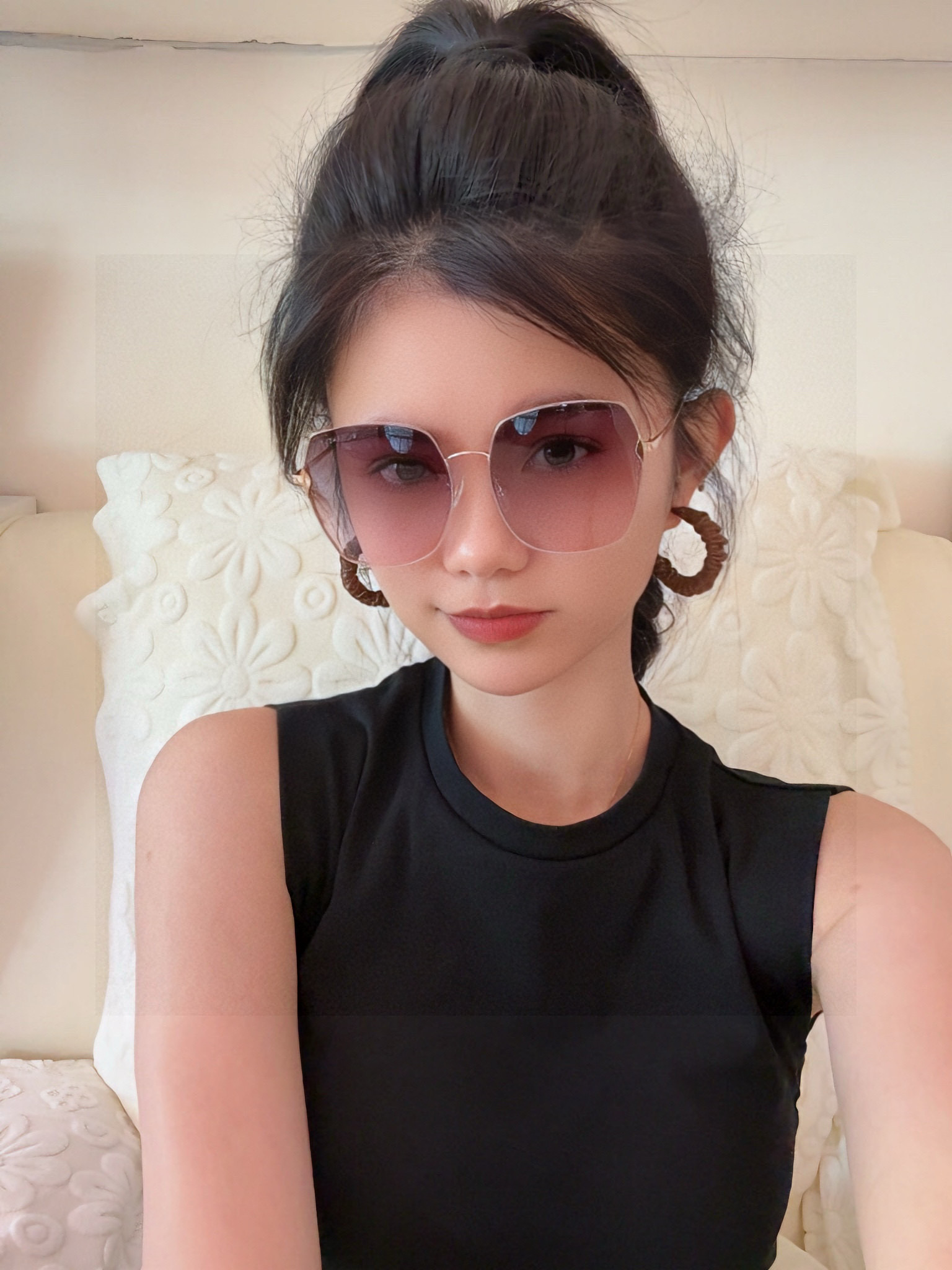 【CHANEL】香奈儿 新款尼龙偏光太眼镜，无框钻石 切边更有质感，大气女人范儿，大脸小脸都好看 ！型号