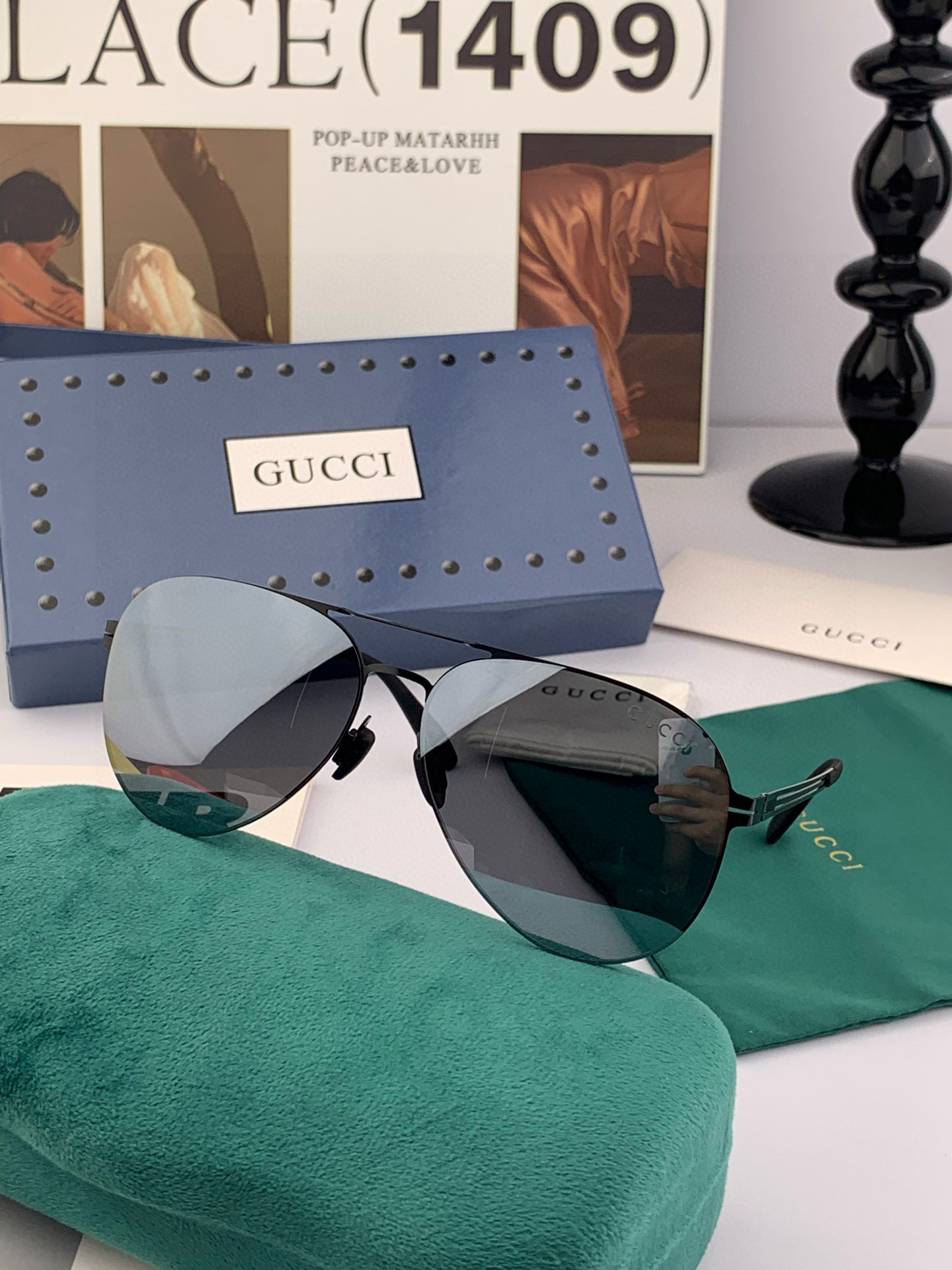 ♦️ GUCCI 2025新款男女情侣款太阳镜iP电镀永不褪色 超轻超有弹性整幅眼镜无螺丝重要的是压不坏