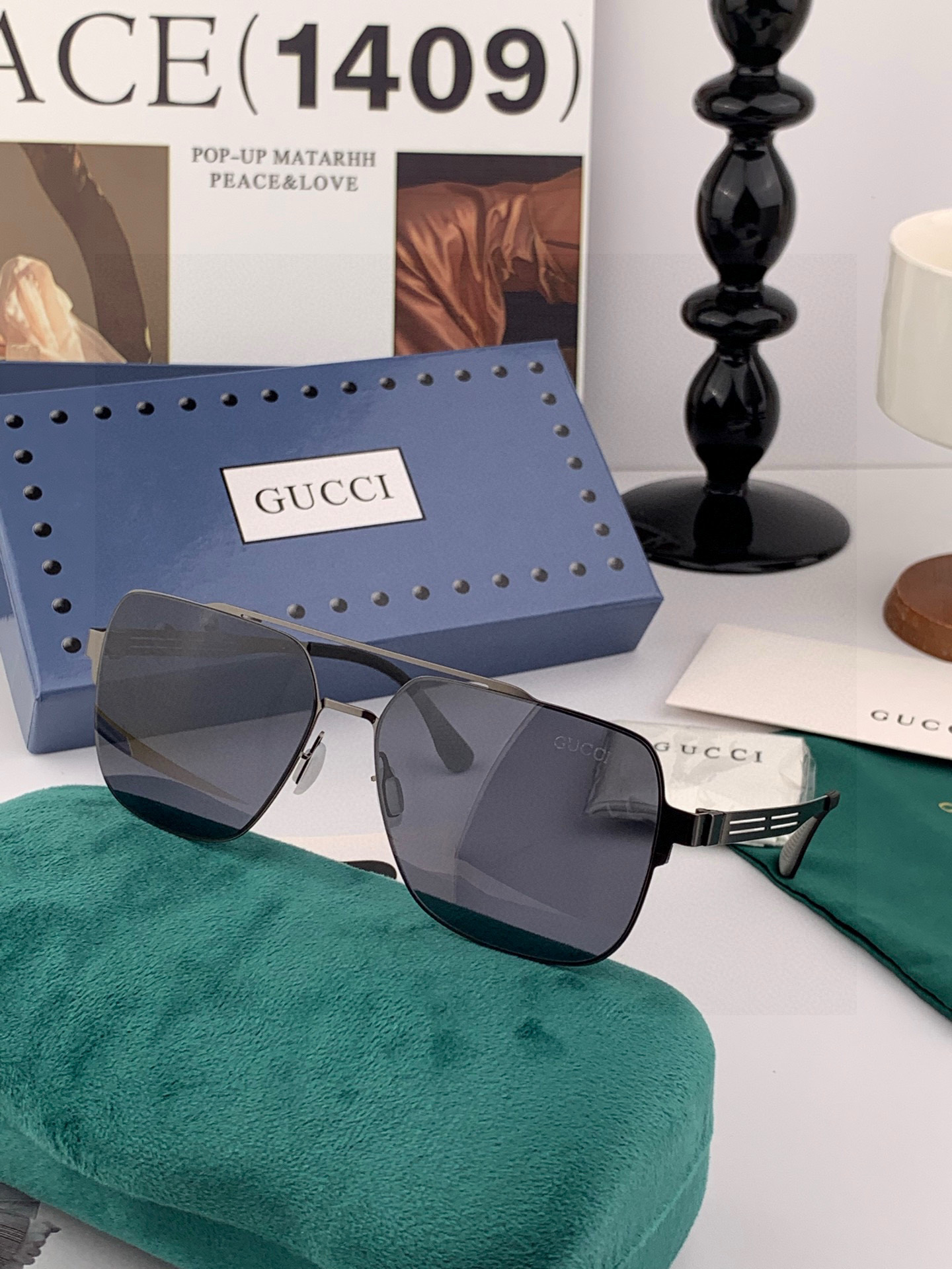 ♦️ GUCCI 2025新款男女情侣款太阳镜多边形墨镜iP电镀永不褪色 超轻超有弹性整幅眼镜无螺丝重要