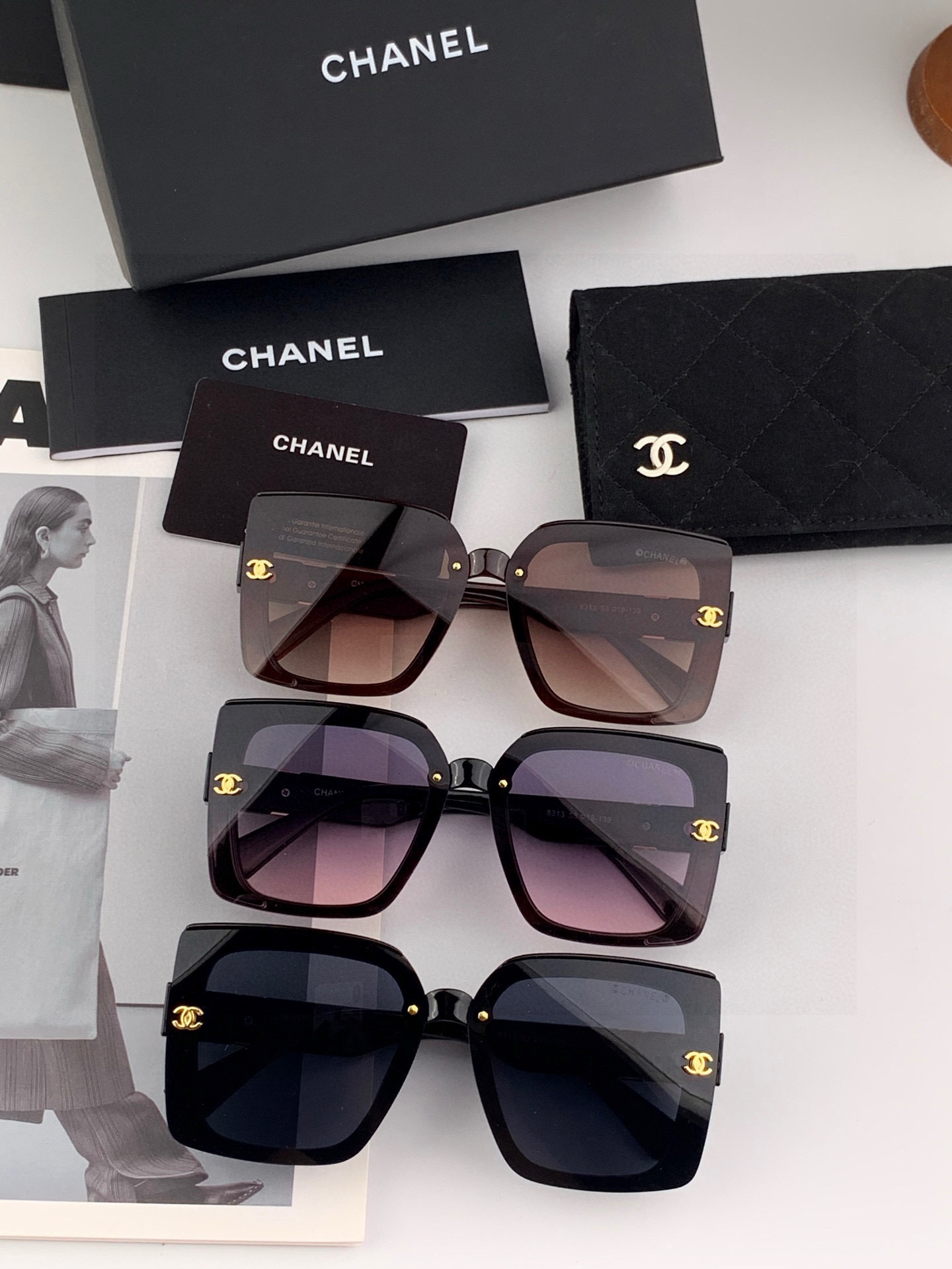 🔺CHANEL🔻2025官方早春新款，众多明星同款[色]香奈儿‼️‼️新款大框墨镜 ，🌈🌈宝丽来超清太阳