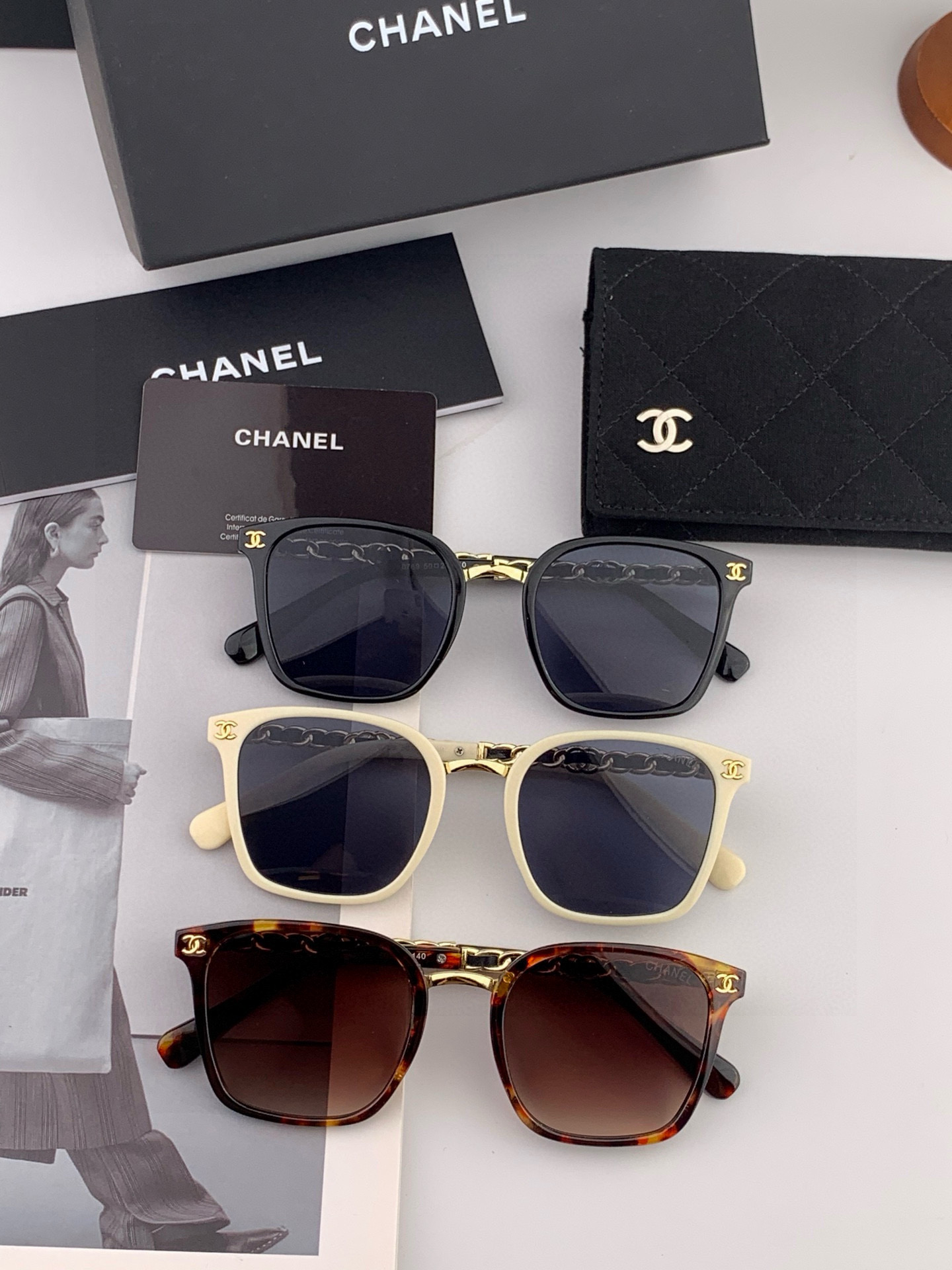 🔺CHANEL🔻2025官方早春新款，众多明星同款[色]香奈儿‼️‼️新款大框墨镜 ，🌈🌈宝丽来超清太阳