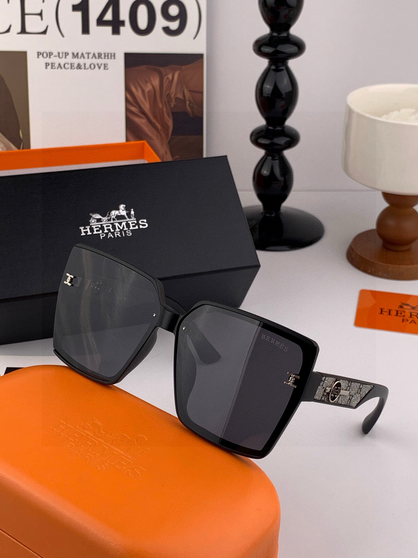 【TR偏光系列】爱马仕 经典的方框设计，不挑脸型，无论搭配大衣还是连衣裙都非常显气质尼龙偏光镜片预防紫外