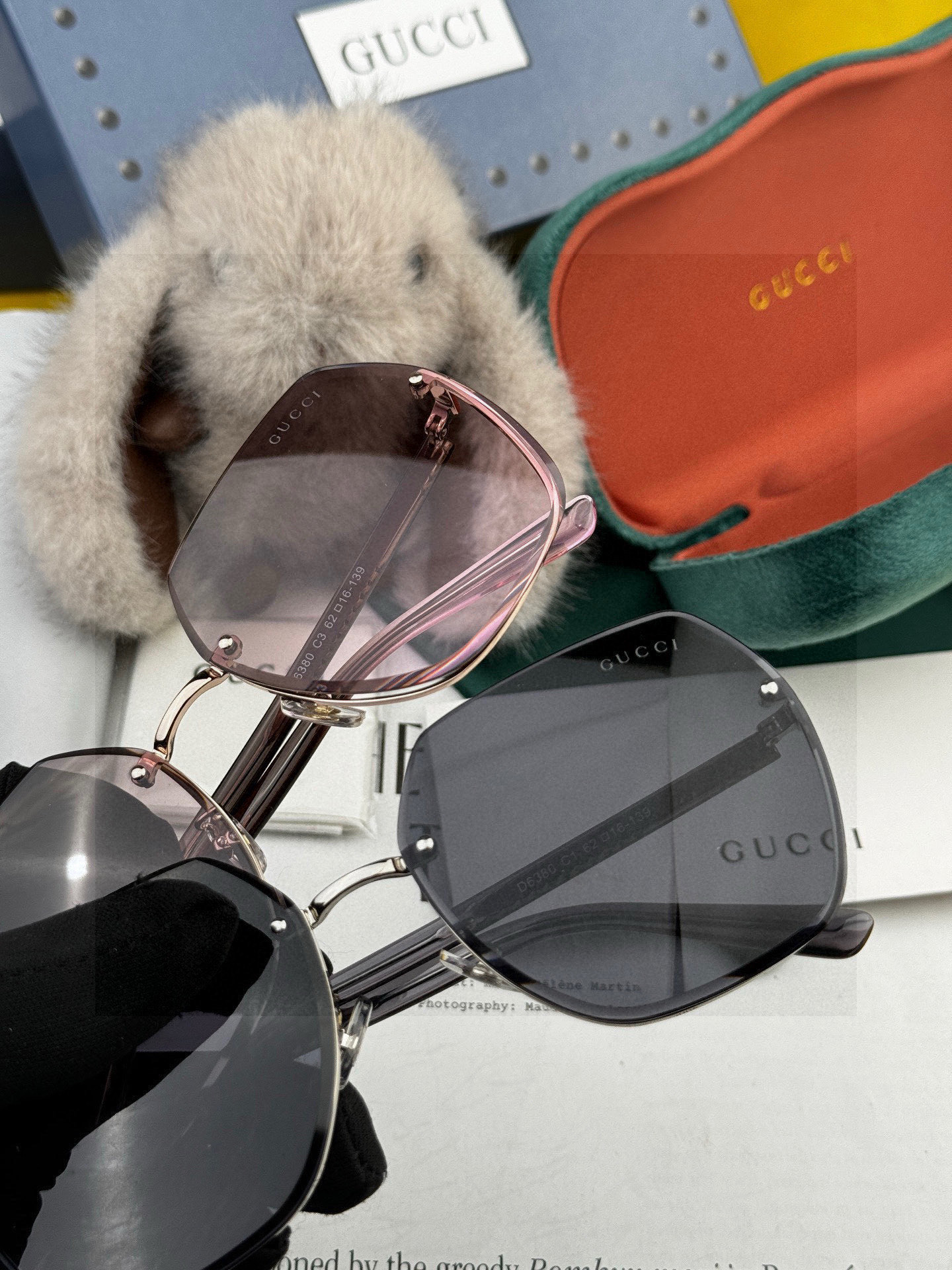 【尼龙偏光系列】GUCCI无框太阳镜墨多边形设计，不挑脸型，无论搭配大衣还是连衣裙都非常显气质尼龙偏光镜