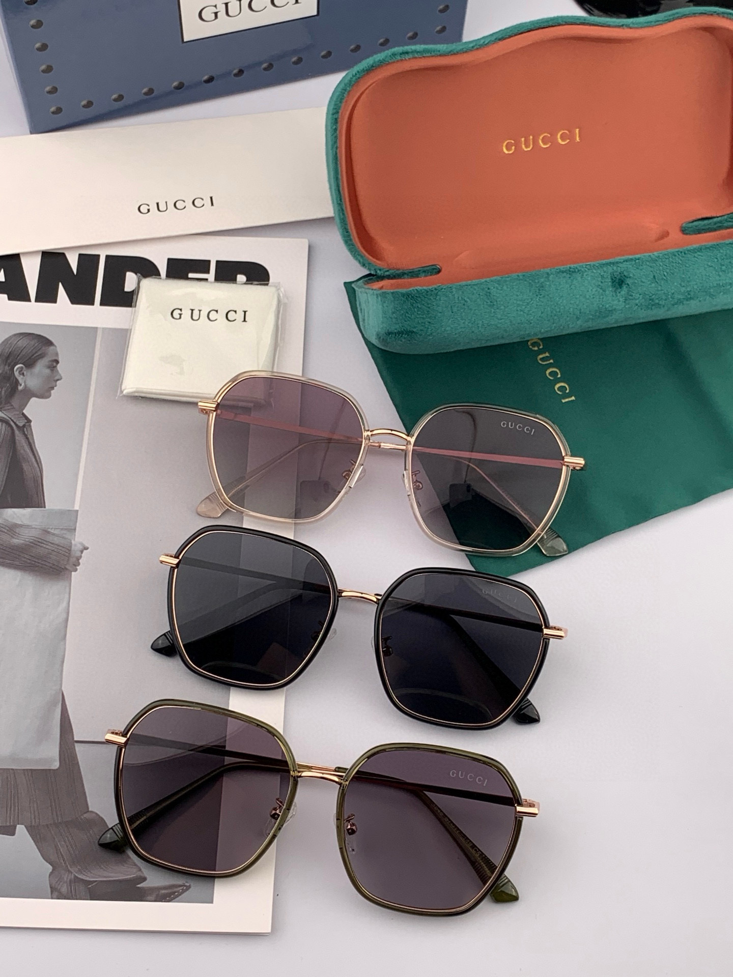 GUCCI 2025开春新款太阳镜 各路网红纷纷带起气场满分‼️ 俏皮甜美.上脸效果更佳.金属质感超好 