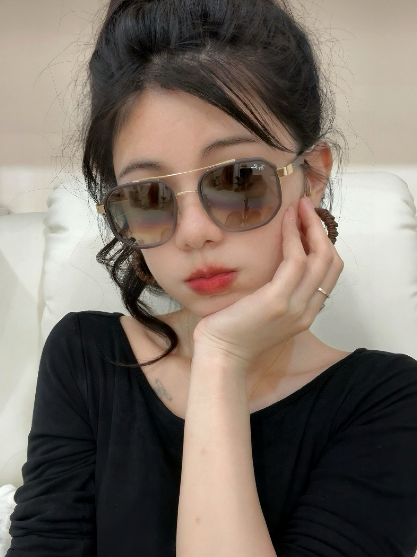 官方同步 品牌:雷朋经典男女士玻璃太阳镜 材质：美国宝丽来高清防爆钢化玻璃镜片 型号：RB59000