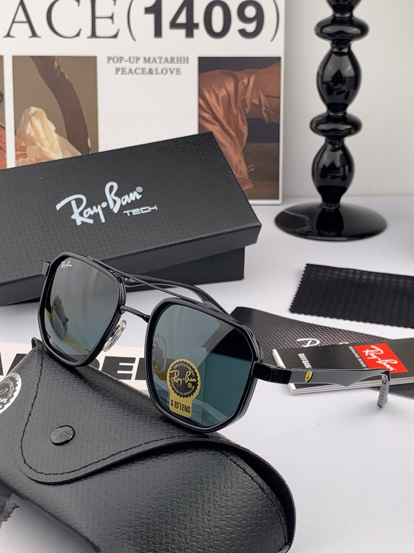 官方同步 品牌:雷朋经典男女士玻璃太阳镜 材质：美国宝丽来高清防爆钢化玻璃镜片 型号：RB59000