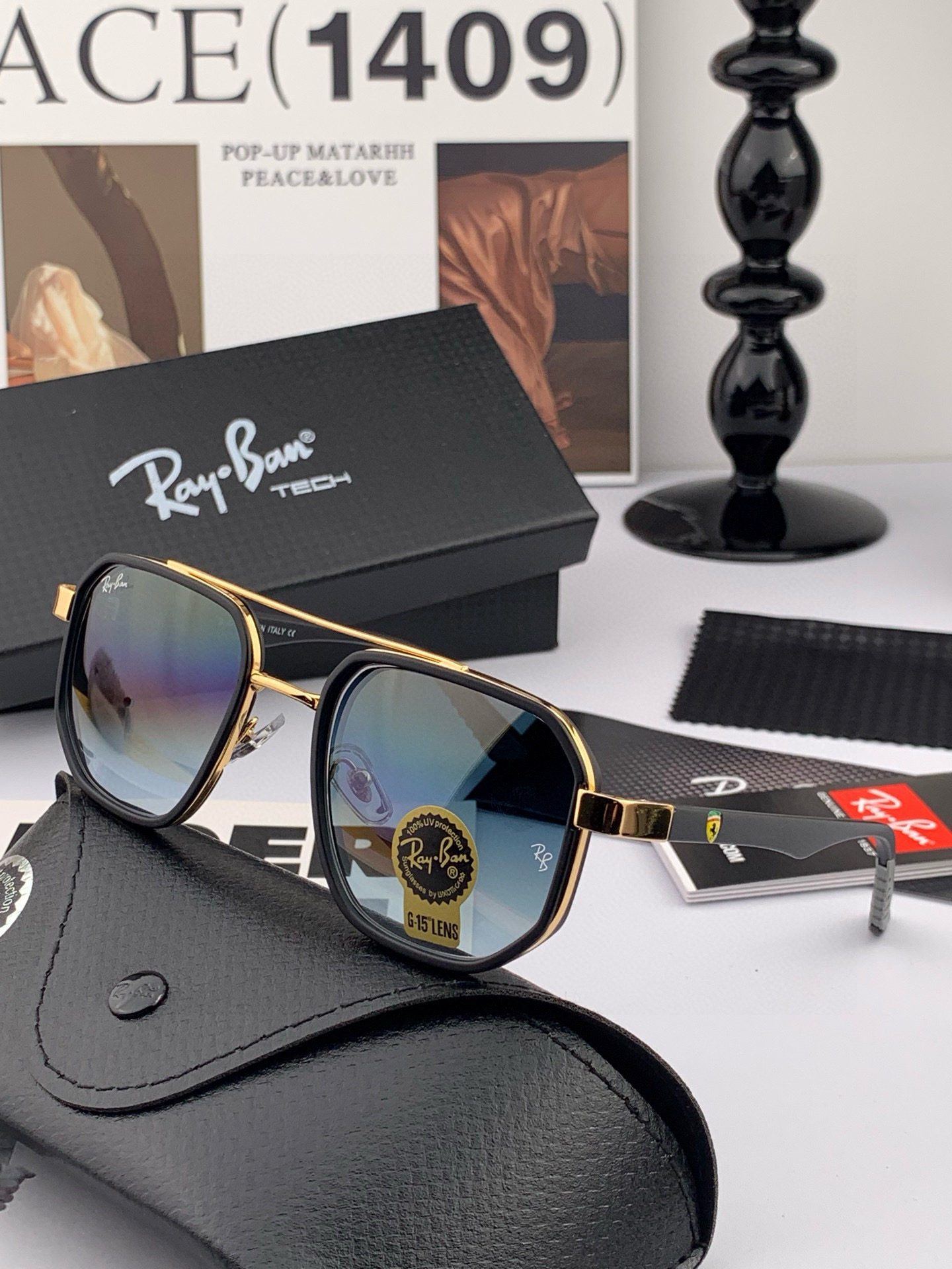 官方同步 品牌:雷朋经典男女士玻璃太阳镜 材质：美国宝丽来高清防爆钢化玻璃镜片 型号：RB59000