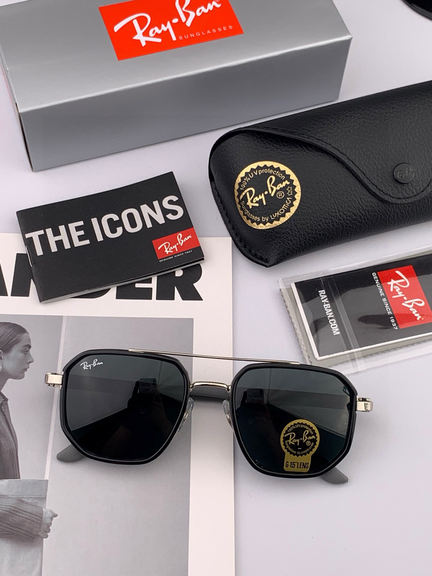 官方同步 品牌:雷朋经典男女士玻璃太阳镜 材质：美国宝丽来高清防爆钢化玻璃镜片 型号：RB3433