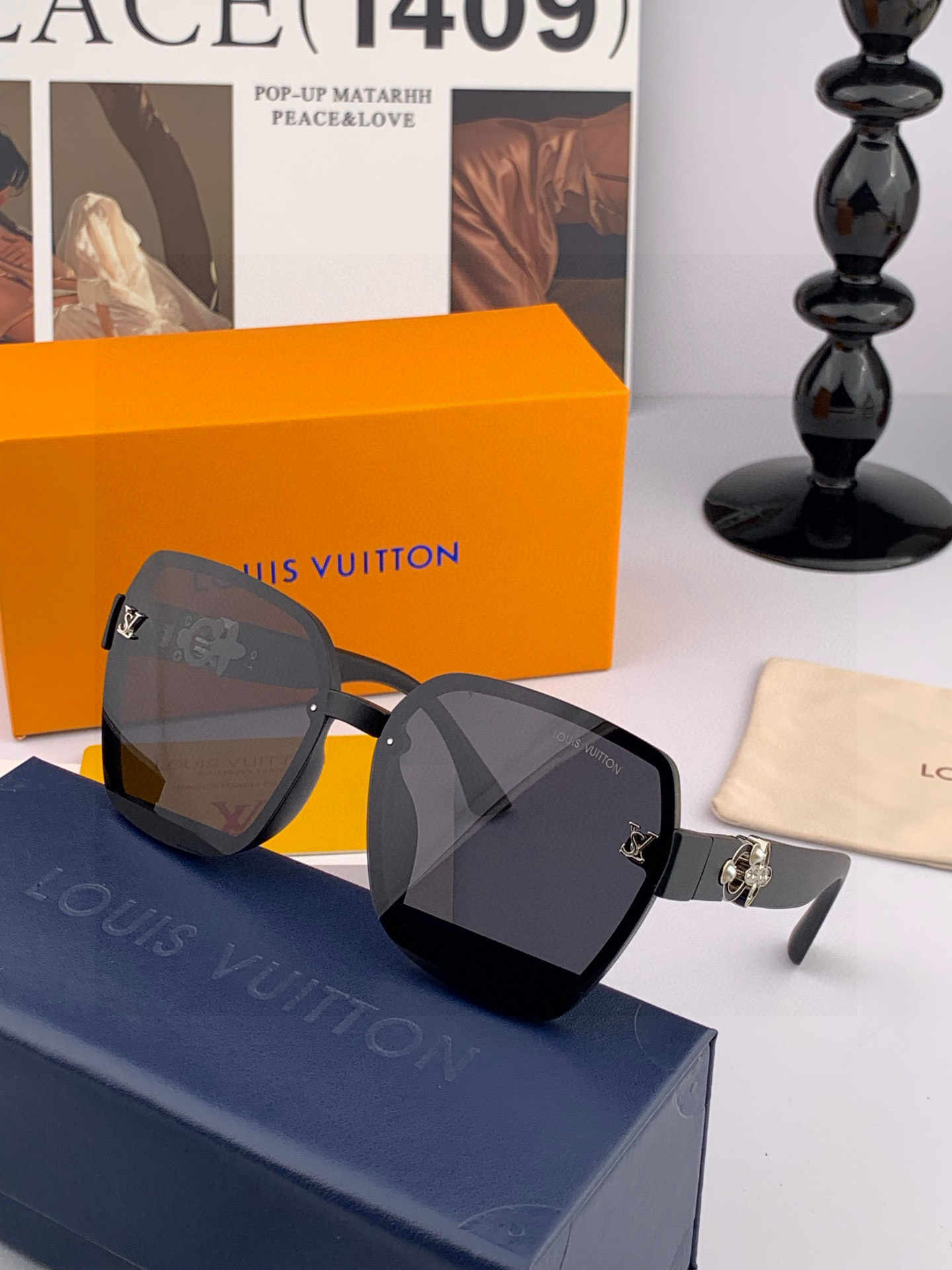 【TR偏光系列】lv大框太阳镜墨镜经典的方框设计，不挑脸型，无论搭配大衣还是连衣裙都非常显气质偏光镜片预