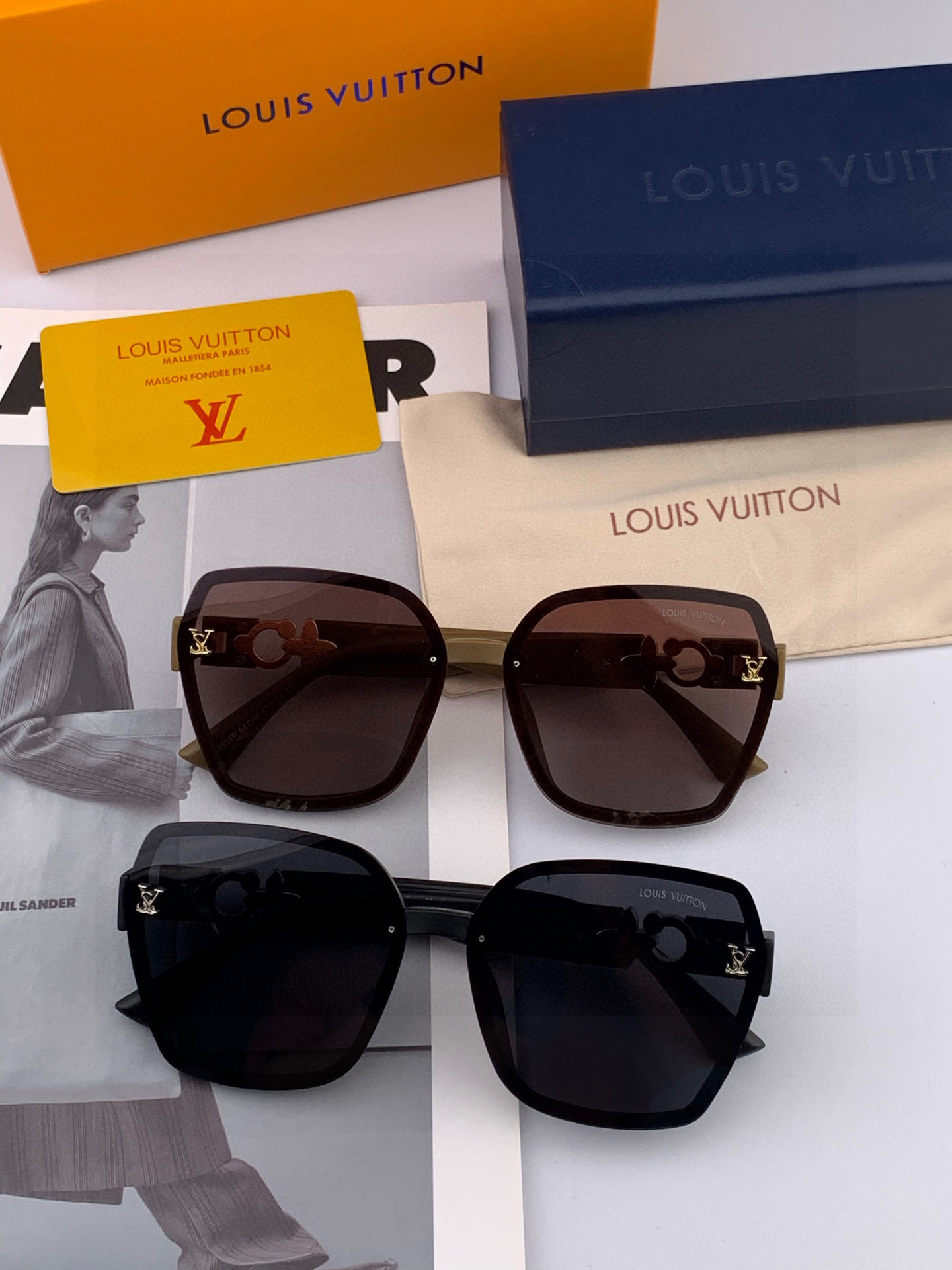 【TR偏光系列】lv大框太阳镜墨镜经典的方框设计，不挑脸型，无论搭配大衣还是连衣裙都非常显气质偏光镜片预