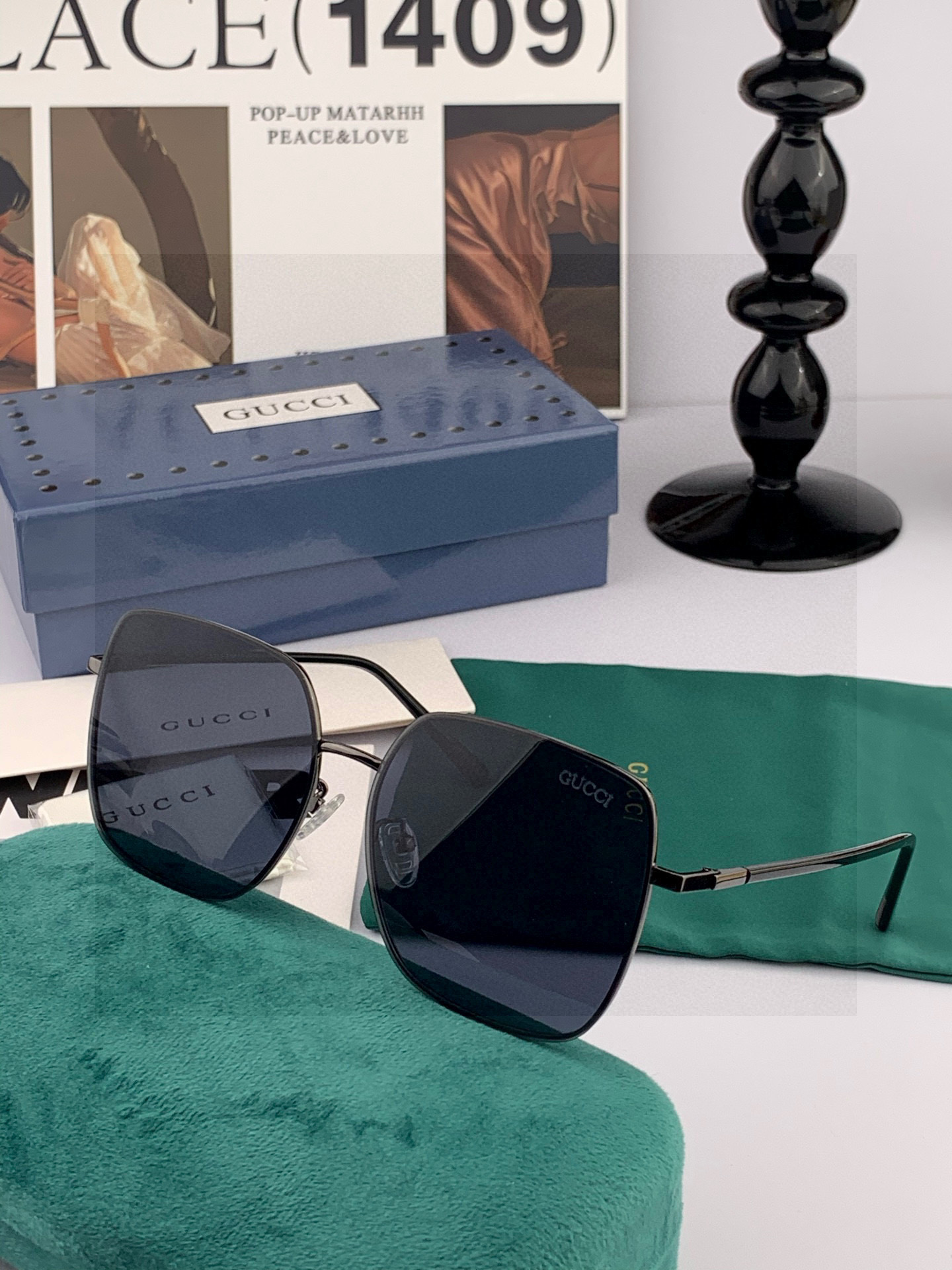 GUCCI 男款炫彩飞行员偏光太阳镜 ❤️材质：高清尼龙加厚卡槽高清偏光镜片 🌹无边框镜架💕颜👍型号：G