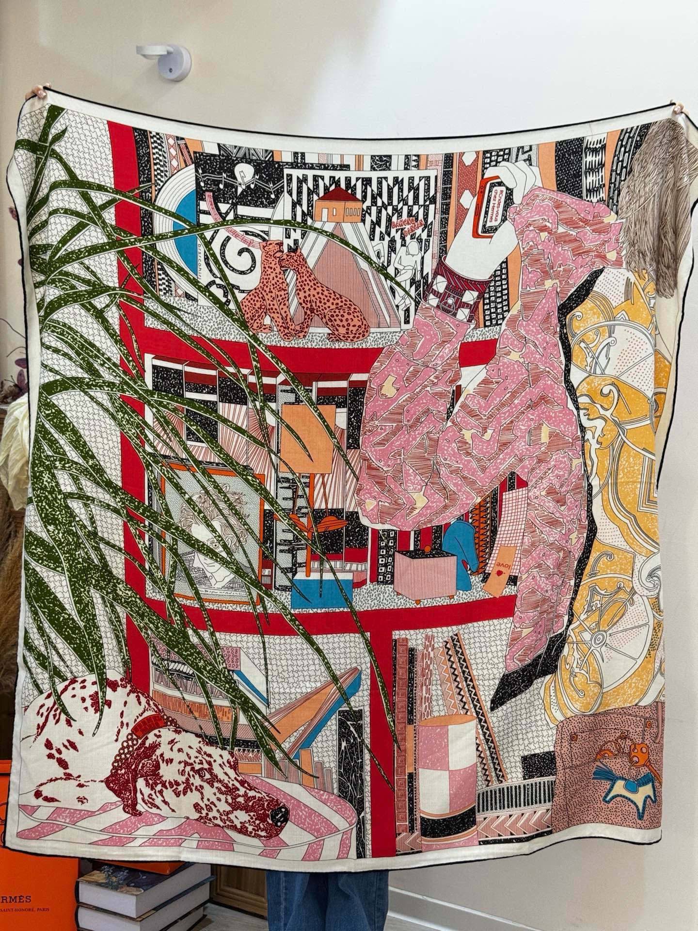 💟2025年秋冬抢先 上新💞【双面同色丝绒方巾】手工卷边山羊绒和真丝混纺披肩（70%山羊绒，30%桑蚕丝