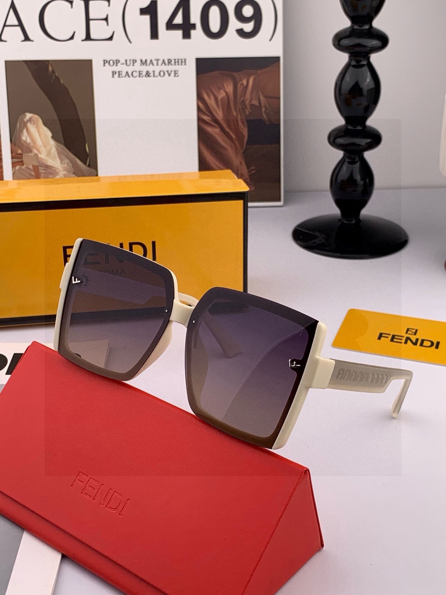 🔺 【芬迪】2025开春新款 潮流爆款 时尚方框偏光太阳镜 高品质 佩戴舒适 网红潮款墨镜 女士高清偏光