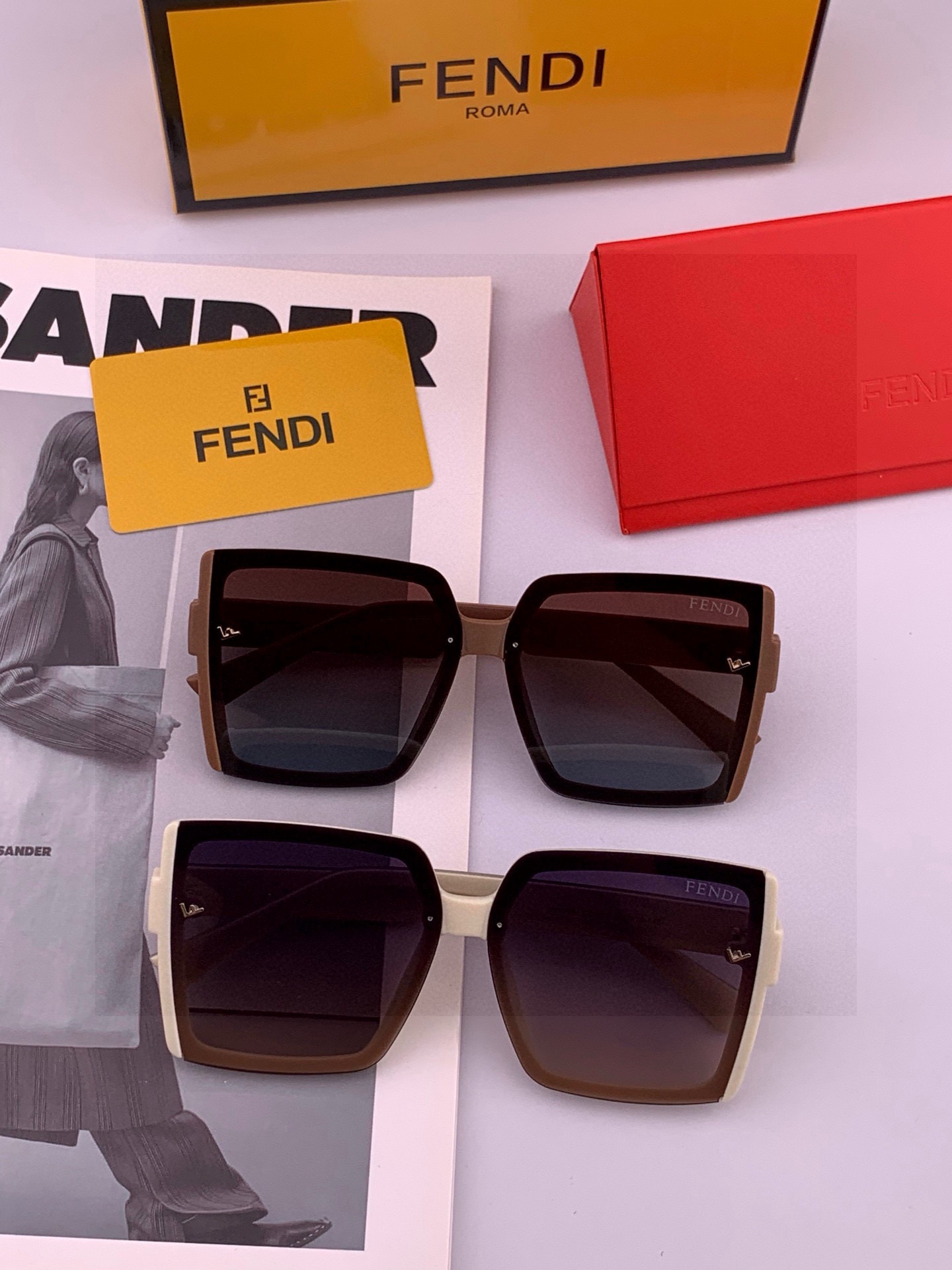 🔺 【芬迪】2025开春新款 潮流爆款 时尚方框偏光太阳镜 高品质 佩戴舒适 网红潮款墨镜 女士高清偏光